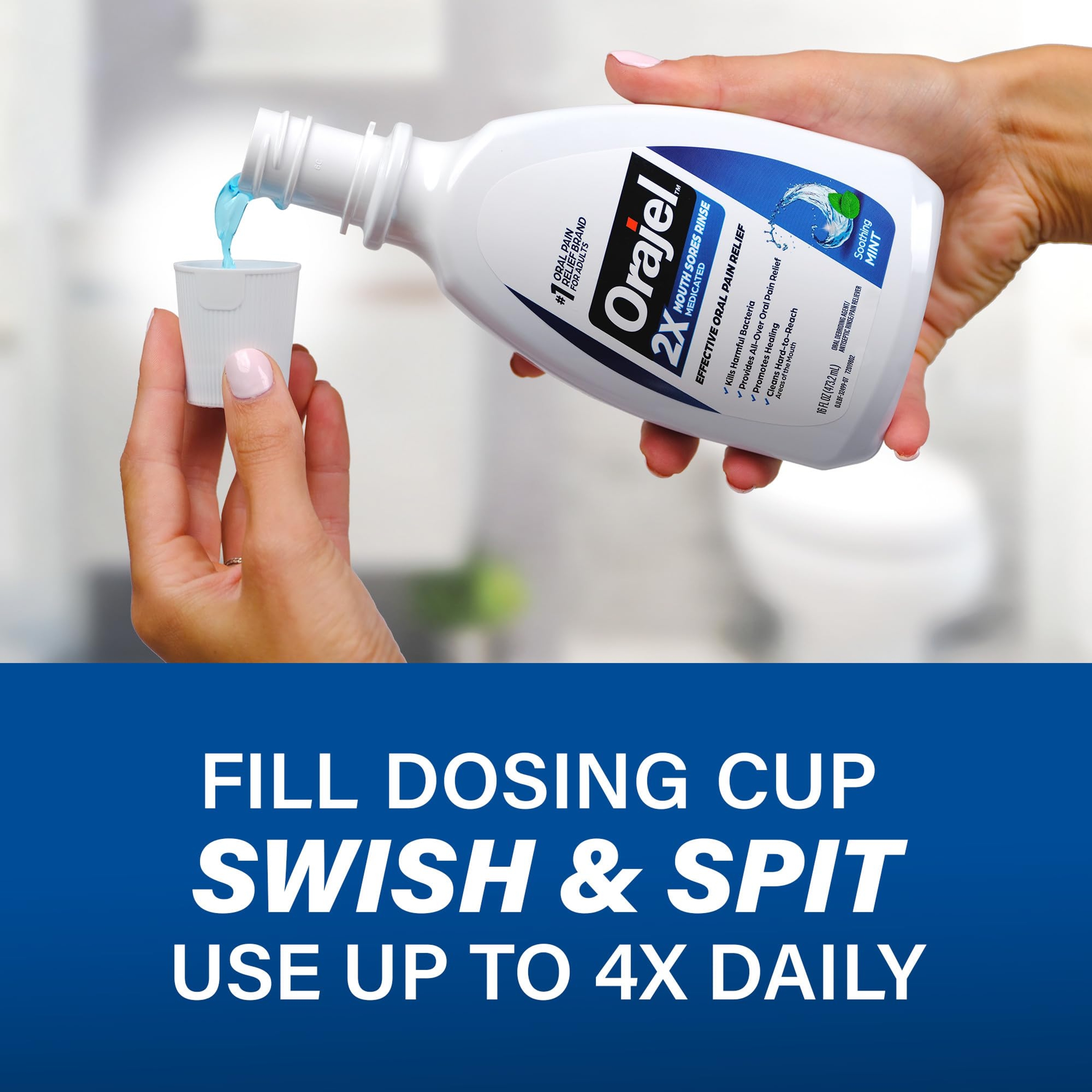 Orajel Mouth Sores Antiseptic Rinse 16 oz - Soothing Mint Flavor, Provides Pain Relief, Promotes Healing 7