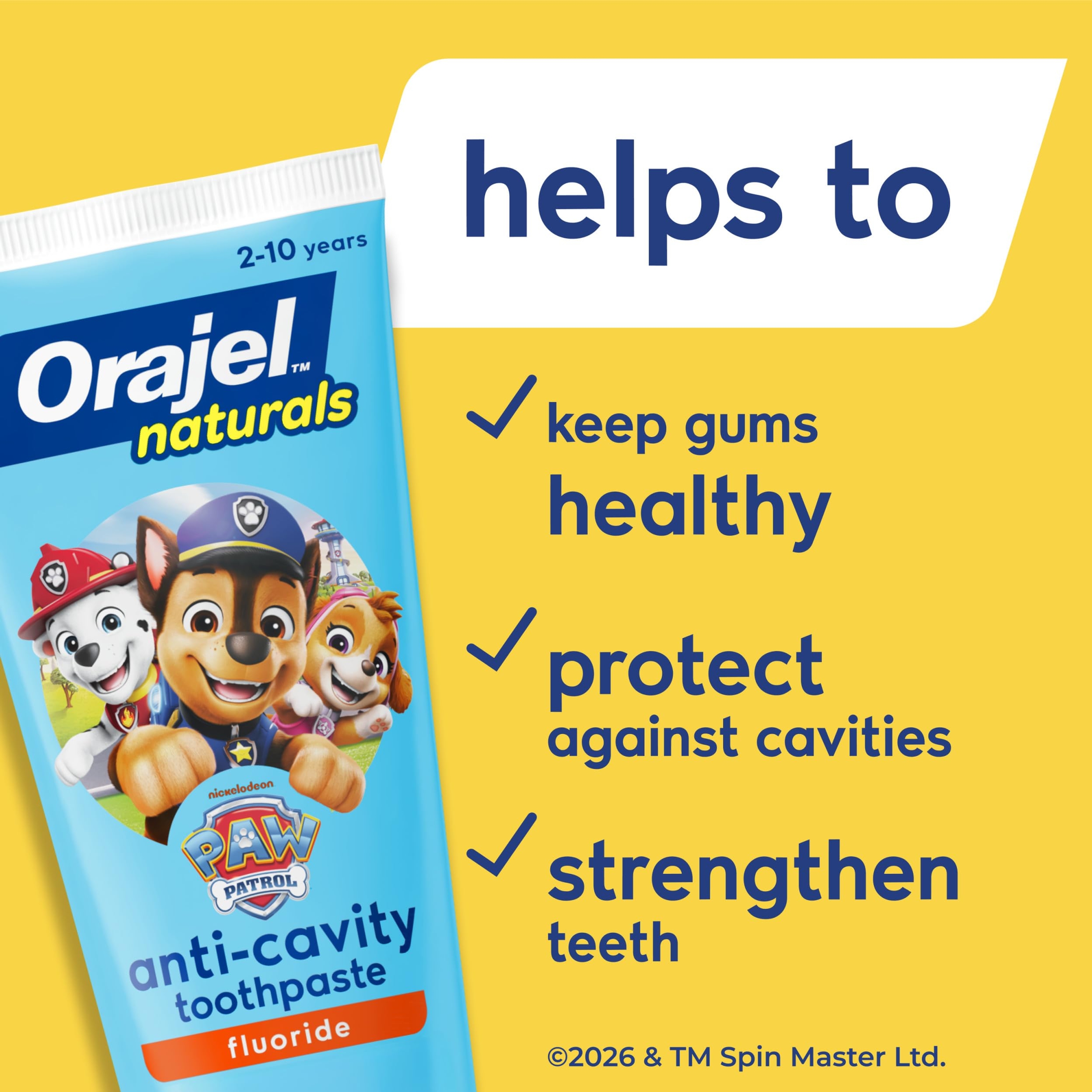 Orajel Kids Paw Patrol Anti-Cavity Fluoride Toothpaste 4.2 oz - Natural Fruity Bubble Flavor, for Kids Ages 2-10 3