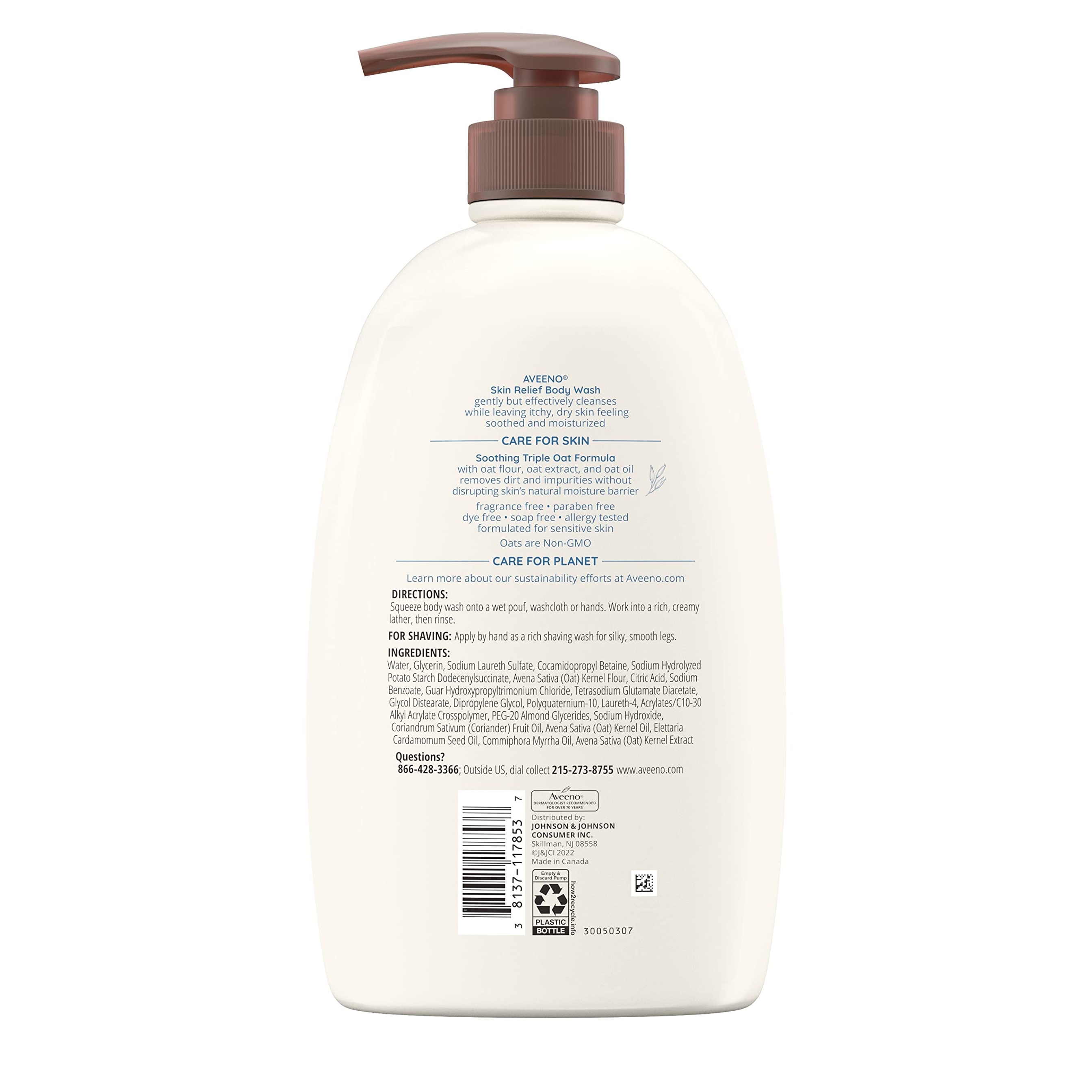 Aveeno Skin Relief Body Wash, Fragrance-Free, 33 fl.oz - Gentle Daily Gel Cleanser for Sensitive, Itchy, Dry Skin 11