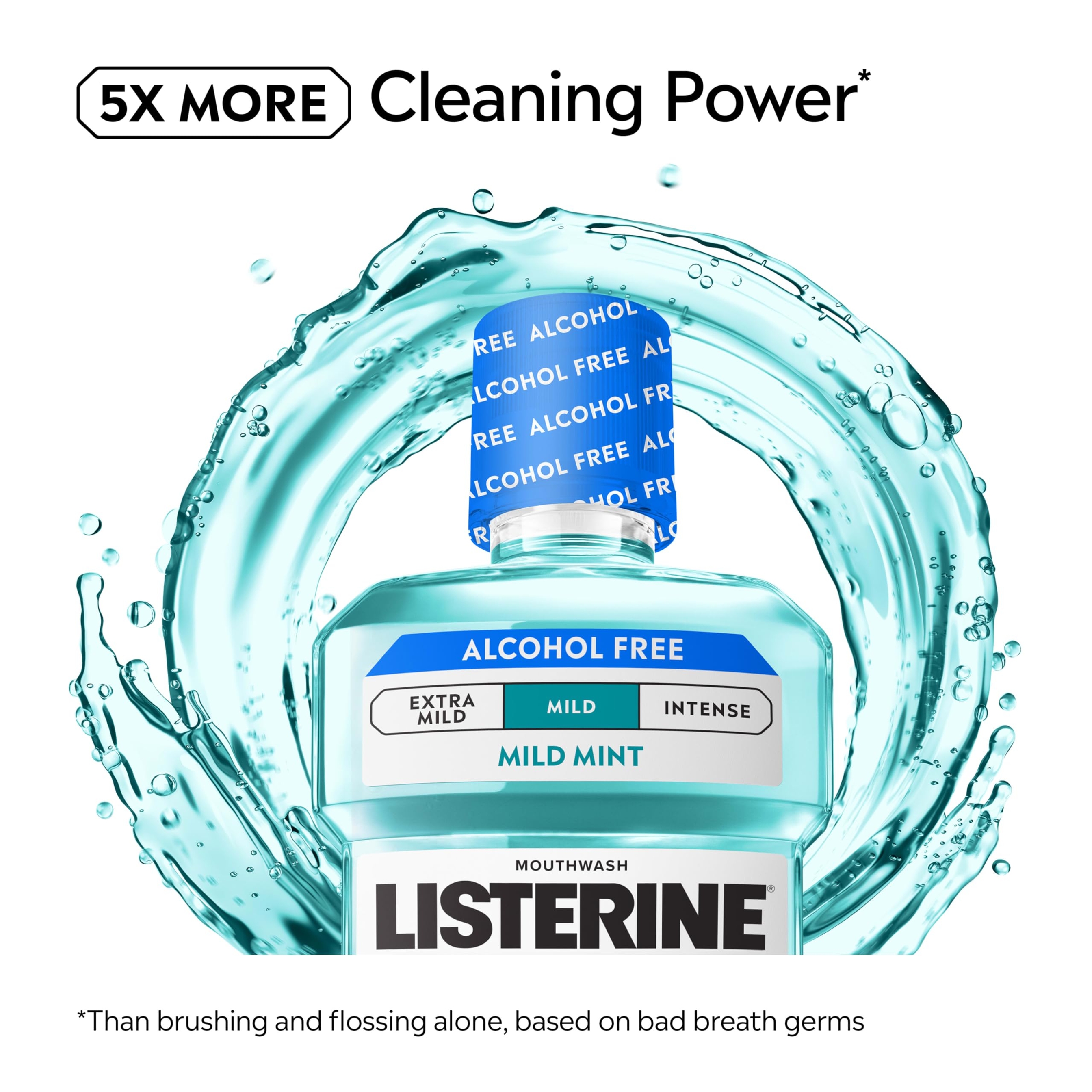Listerine Cool Mint Alcohol-Free Mild Mouthwash 33.8 fl.oz - Fights Bad Breath Germs for A Fresher & Cleaner Mouth 3