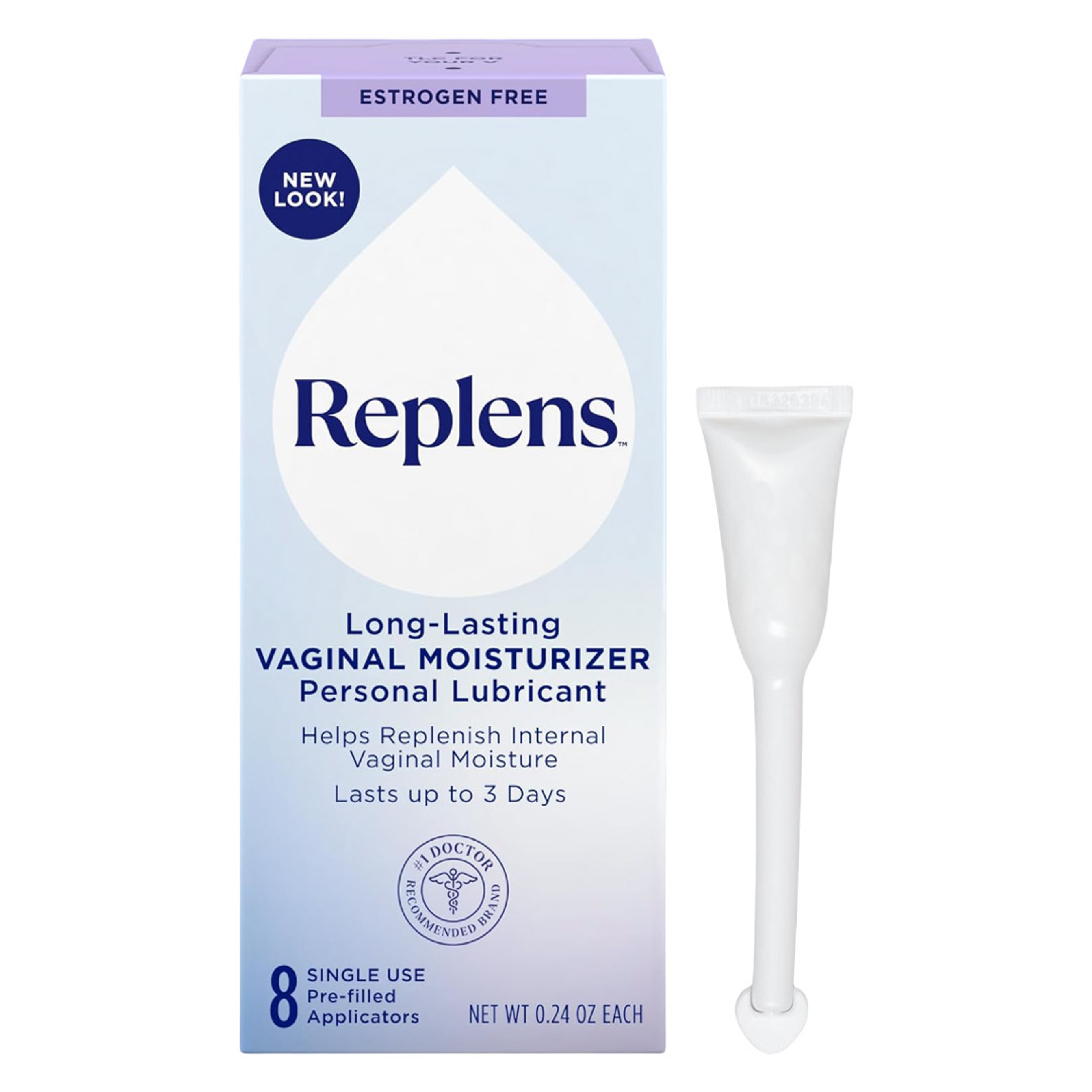 Replens Long-Lasting Feminine Moisturizer 8 Pre-Filled Applicators - Relieves Vaginal Dryness for Up to 3 Days 1
