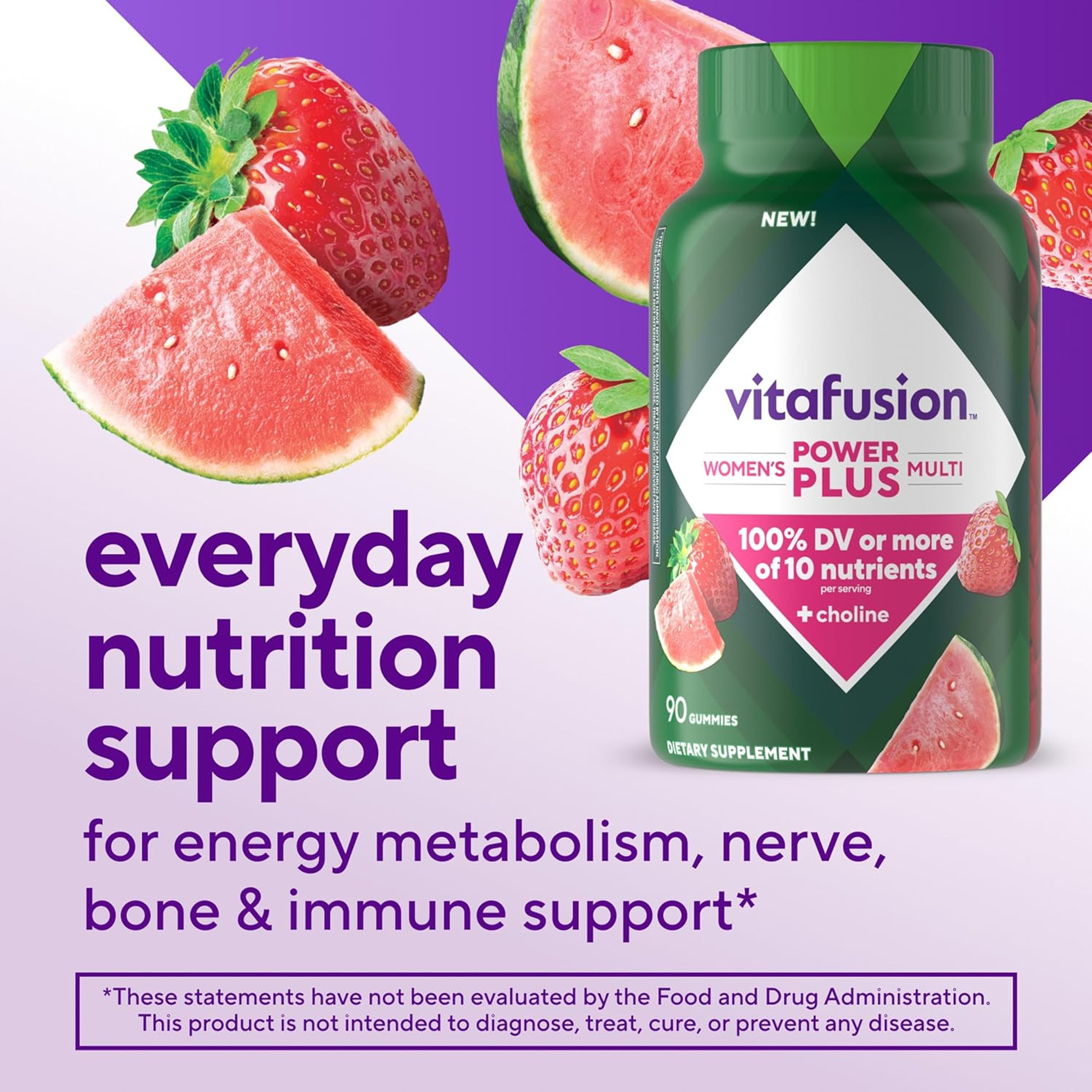 Vitafusion Power Plus Women's Multivitamin 90 Gummies - Strawberry & Watermelon Flavor 4
