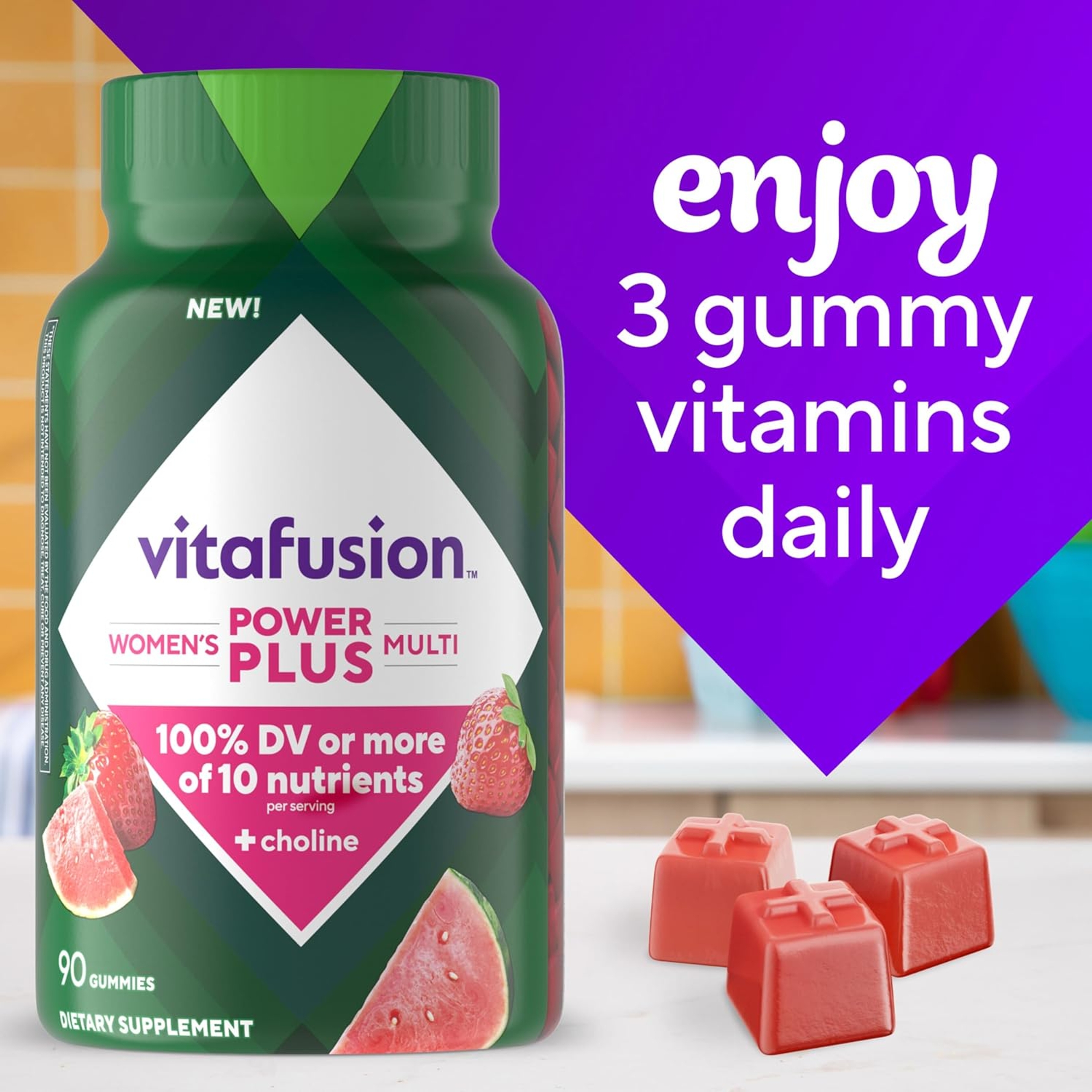 Vitafusion Power Plus Women's Multivitamin 90 Gummies - Strawberry & Watermelon Flavor 7