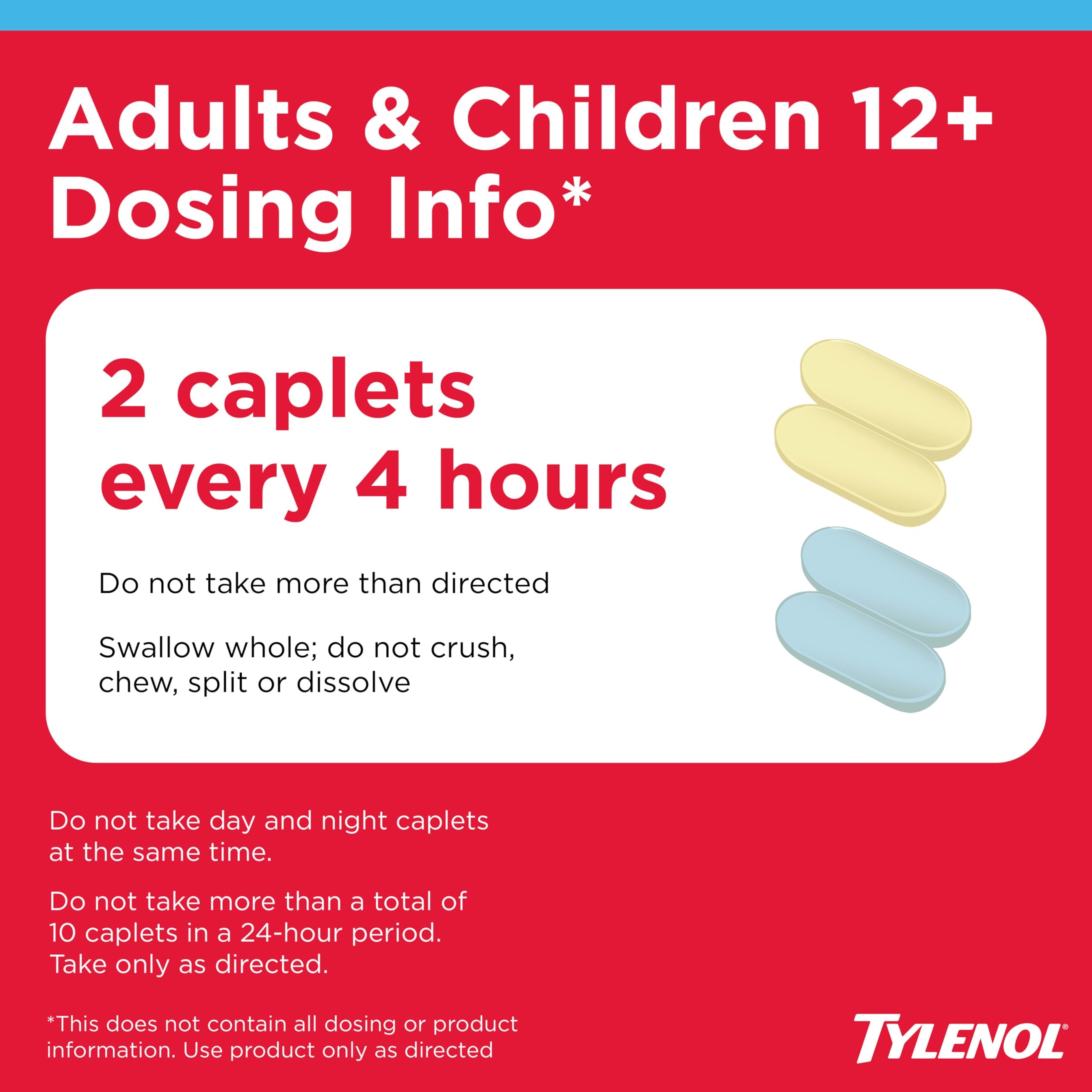 Tylenol Cold + Flu Severe Day & Night Caplets 24 Count - Multi-Symptom Cold & Flu Symptom Relief for Adults 5