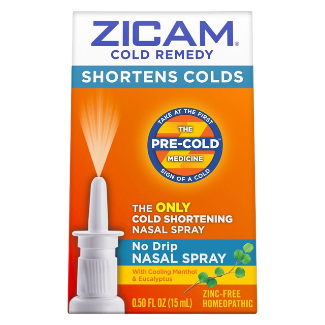 Zicam Cold Remedy No-Drip Nasal Spray 0.5 fl.oz - with Cooling Menthol & Eucalyptus, Shortens Cold Duration