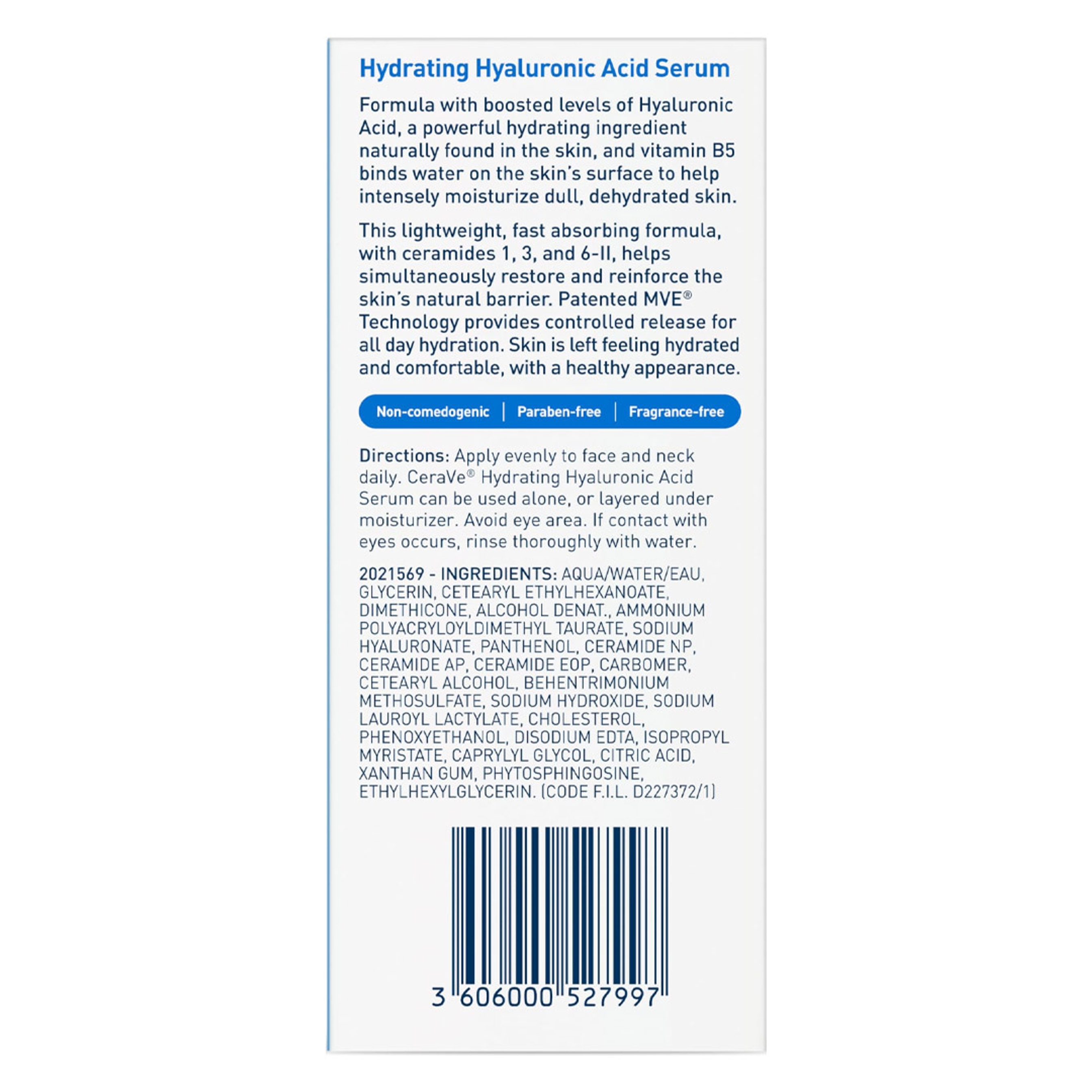 Cerave Hyaluronic Acid Serum for Face with Vitamin B5 and Ceramides, Hydrating Face Serum for Dry Skin, Fragrance Free, 1 Ounce 8