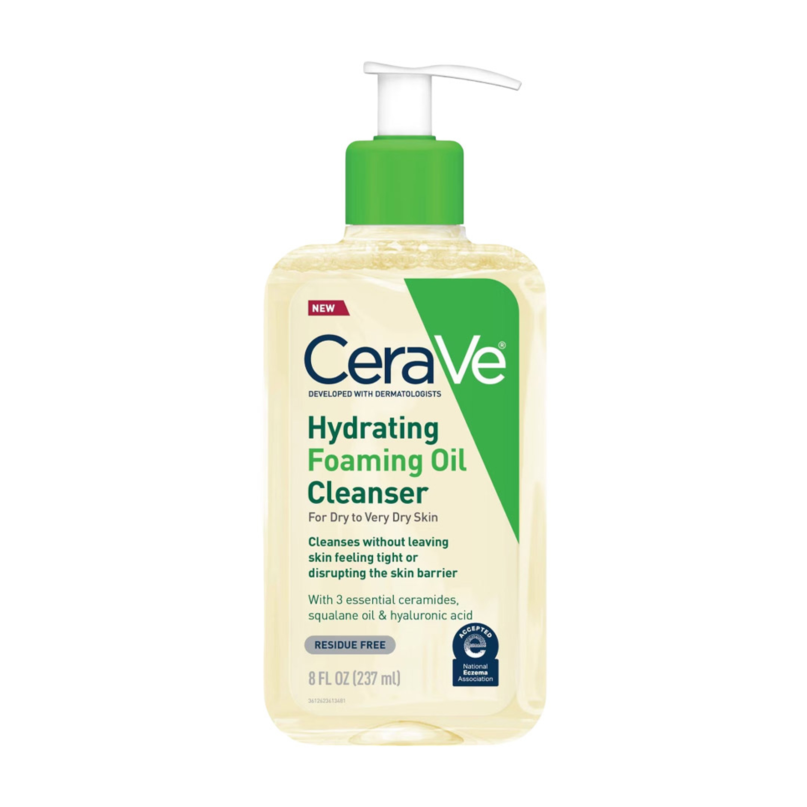 CeraVe Hydrating Foaming Oil Cleanser 8 fl.oz - Double-Cleansing Efficacy Removes Makeup for Dry to Very Dry Skin 1