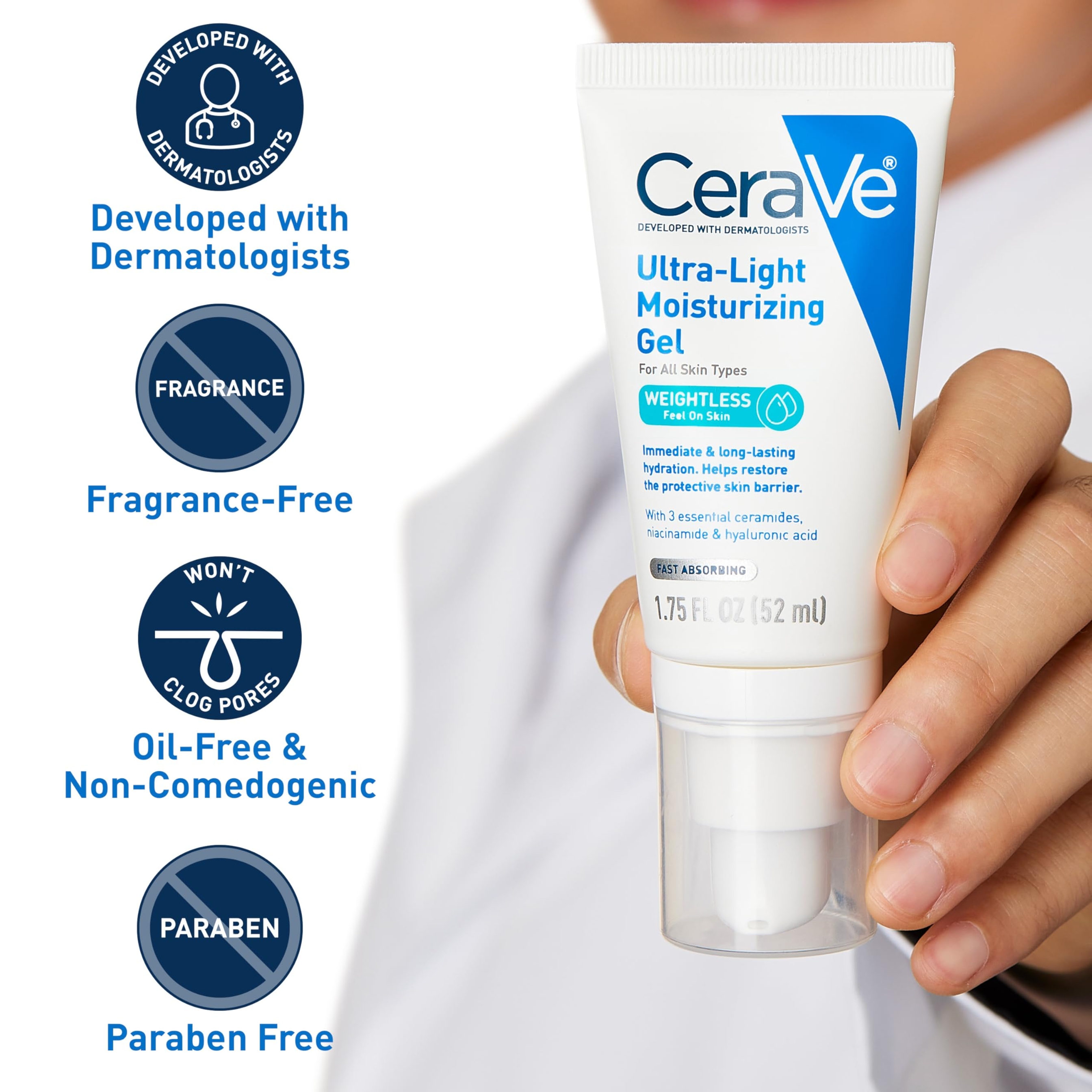 CeraVe Ultra-Light Moisturizing Gel 1.75 fl.oz - Lightweight Moisturizer Hydrates for All Skin Types 4