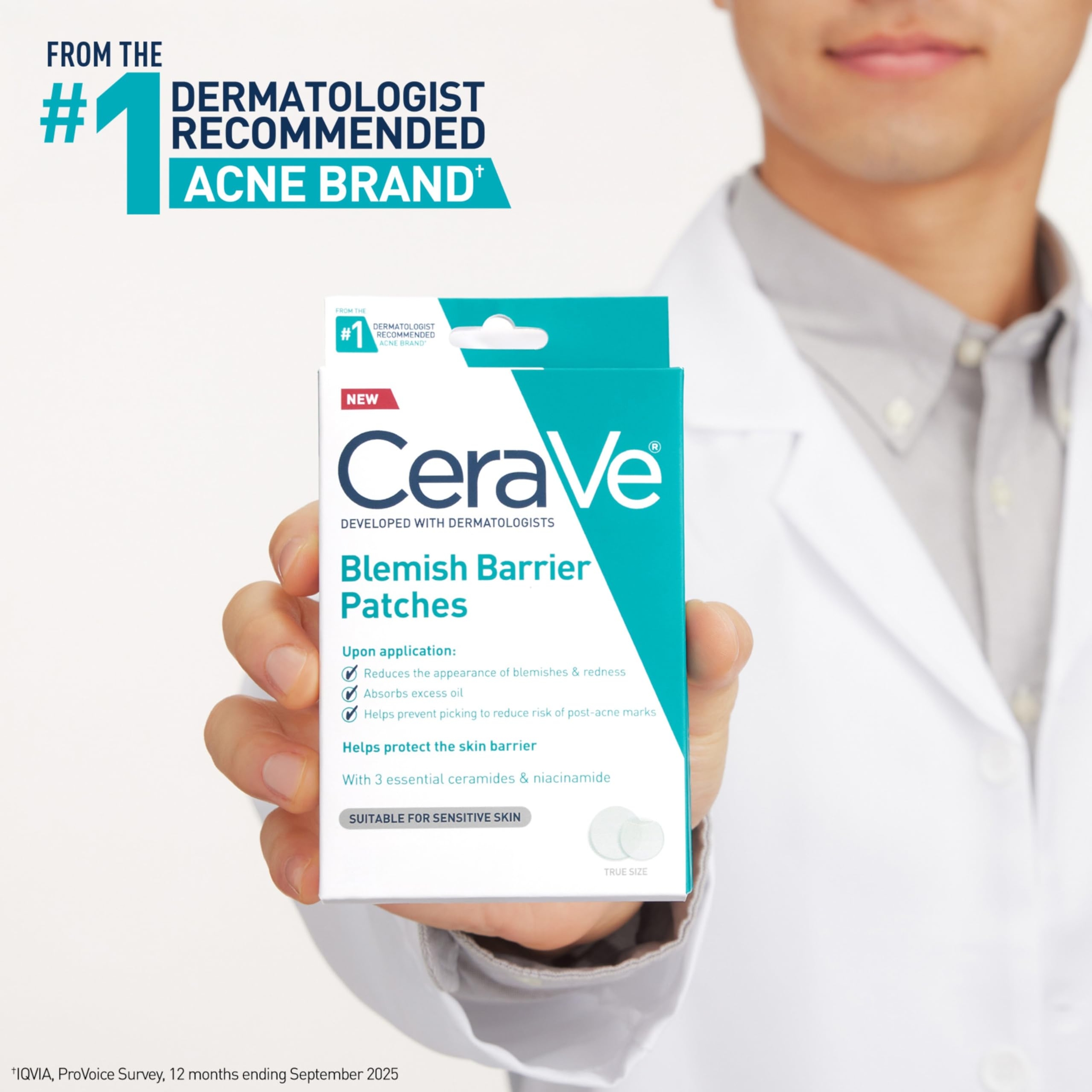CeraVe Hydrocolloid Blemish Patches, Oil Absorbing Spot Control with Ceramides and Niacinamide, Allergy-Tested & Suitable For Sensitive Skin, Ultra-Thin & Blends Into All Skin Tones, 22ct 6