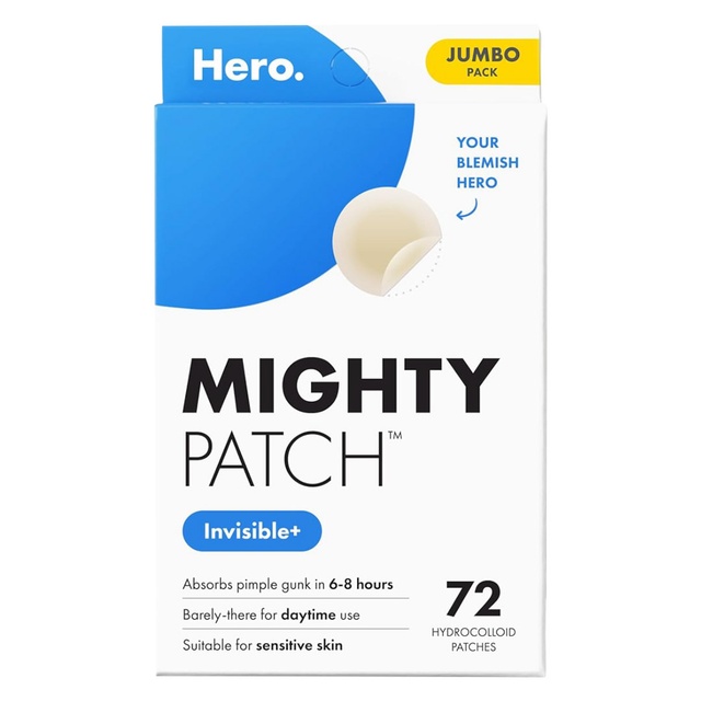 Mighty Patch Hero Cosmetics Invisible+ Patch 72 Count - Daytime Hydrocolloid Acne Pimple Patches
