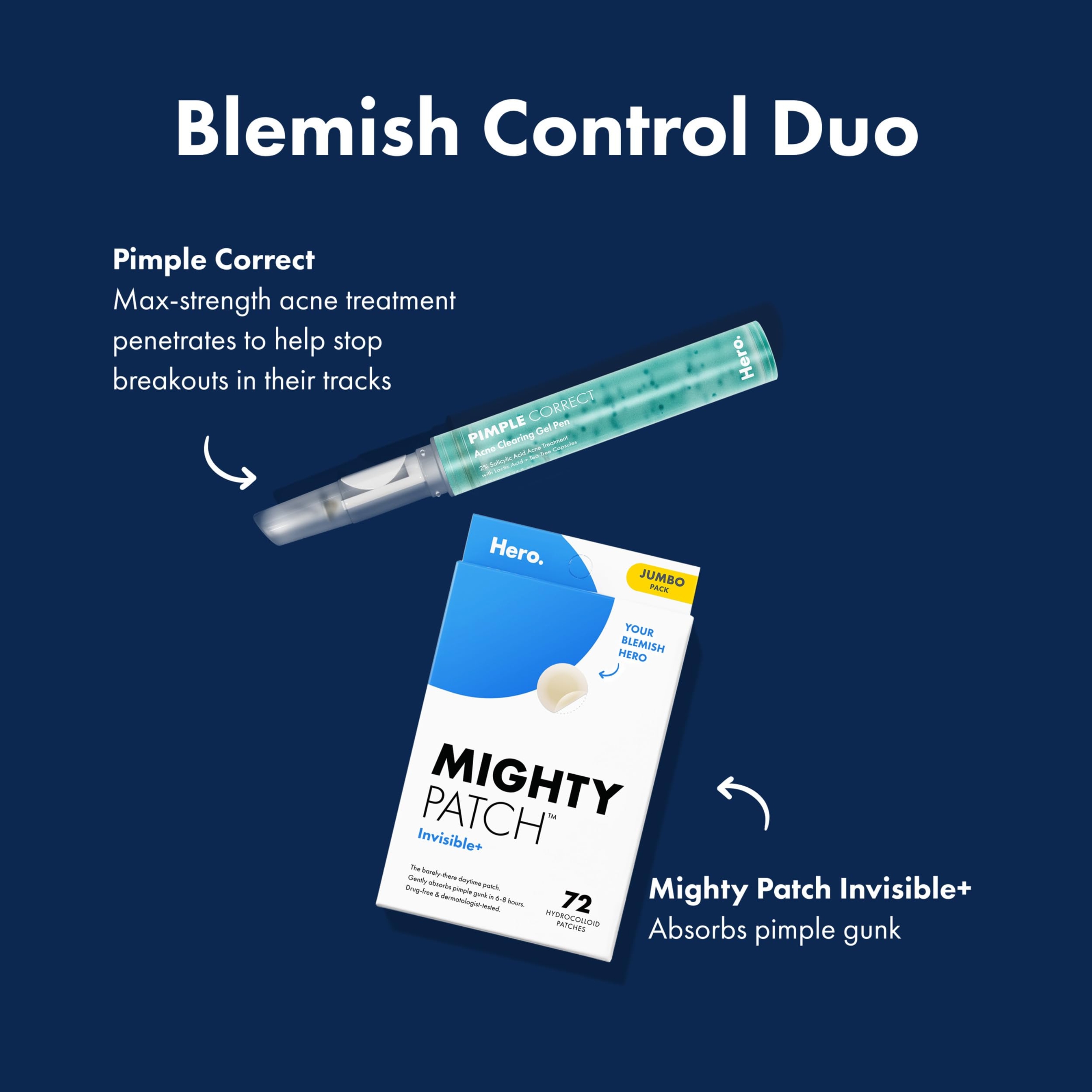 Mighty Patch Hero Cosmetics Invisible+ Patch 72 Count - Daytime Hydrocolloid Acne Pimple Patches 6