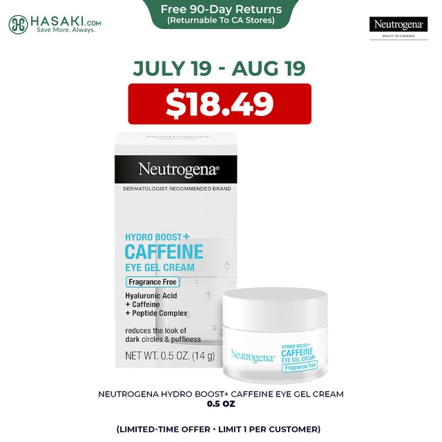 Neutrogena Hydro Boost+ Caffeine Eye Gel Cream 0.5 oz - Fragrance Free, Reduce The Look Of Dark Circles & Puffiness — Out of stock
