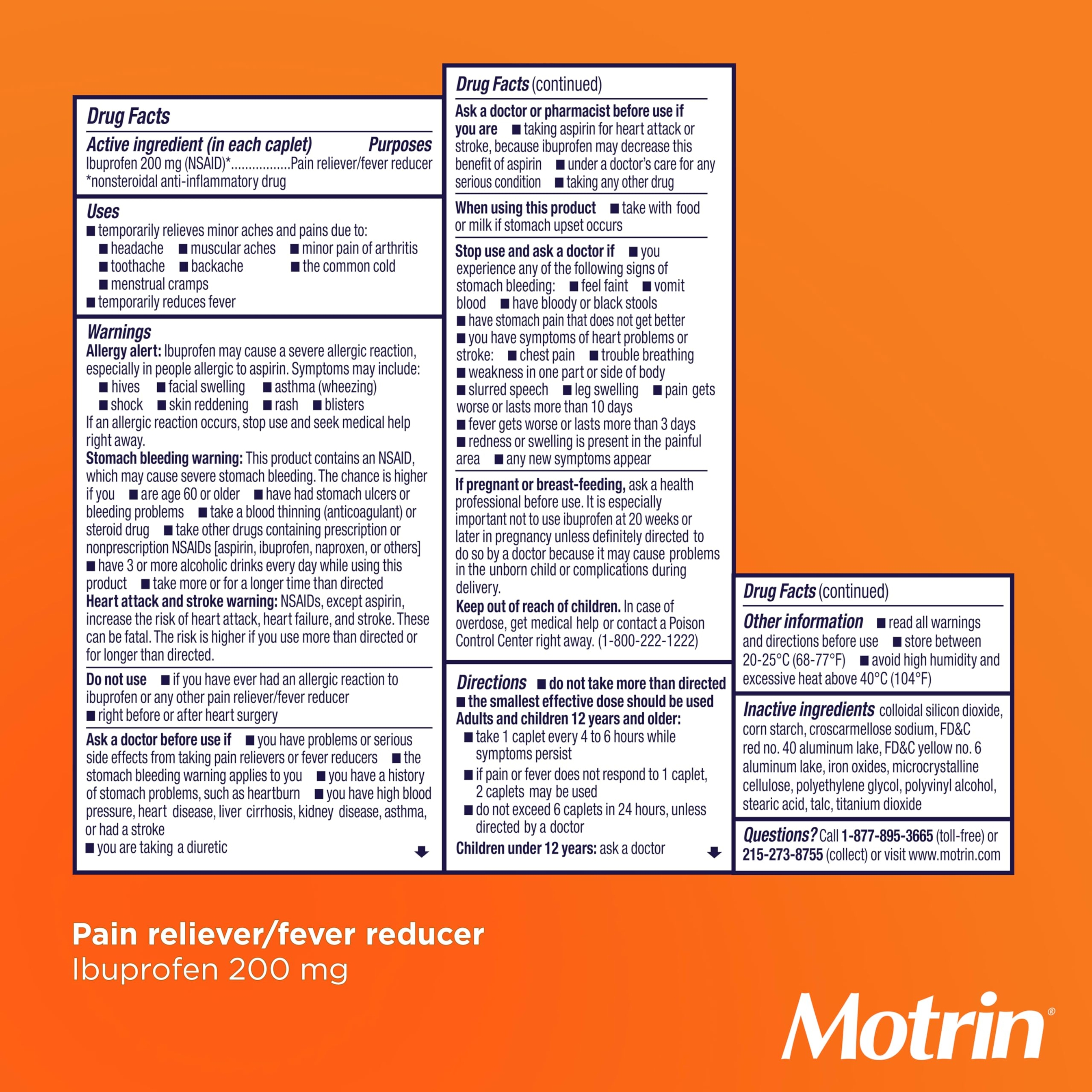 Motrin IB Ibuprofen Tablets 225 Count - Temporarily Reduces Fever & Relieves Pain from Muscular Aches & Headaches 8