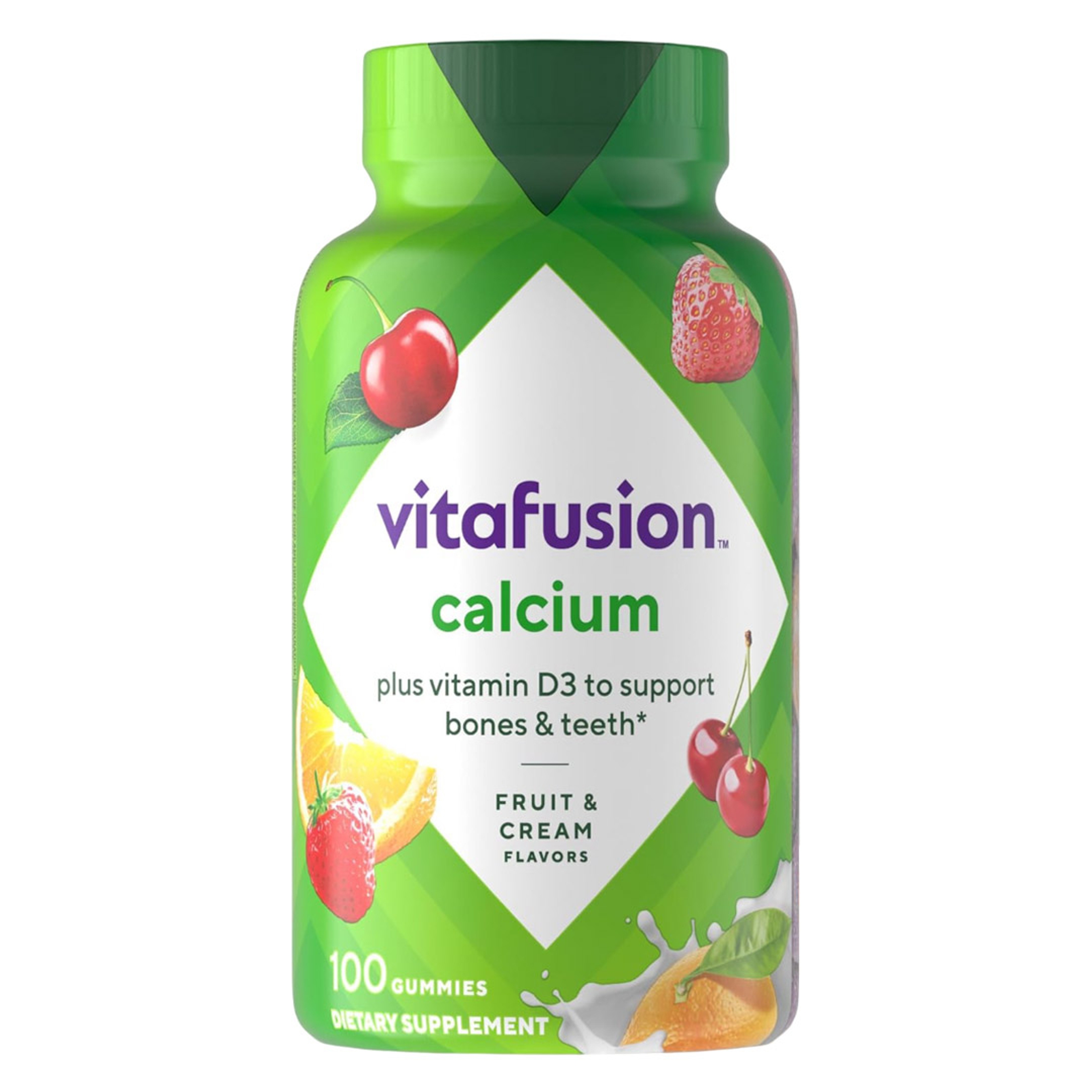 Vitafusion Calcium Gummy Vitamin, 100 Gummies -  for Bone and Teeth Support, Fruit & Cream Flavor 2