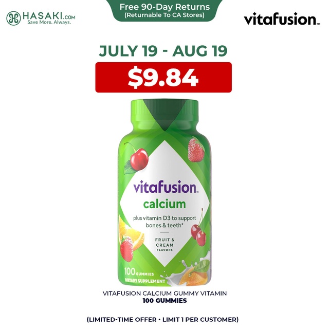 Vitafusion Calcium Gummy Vitamin, 100 Gummies -  for Bone and Teeth Support, Fruit & Cream Flavor — Out of stock