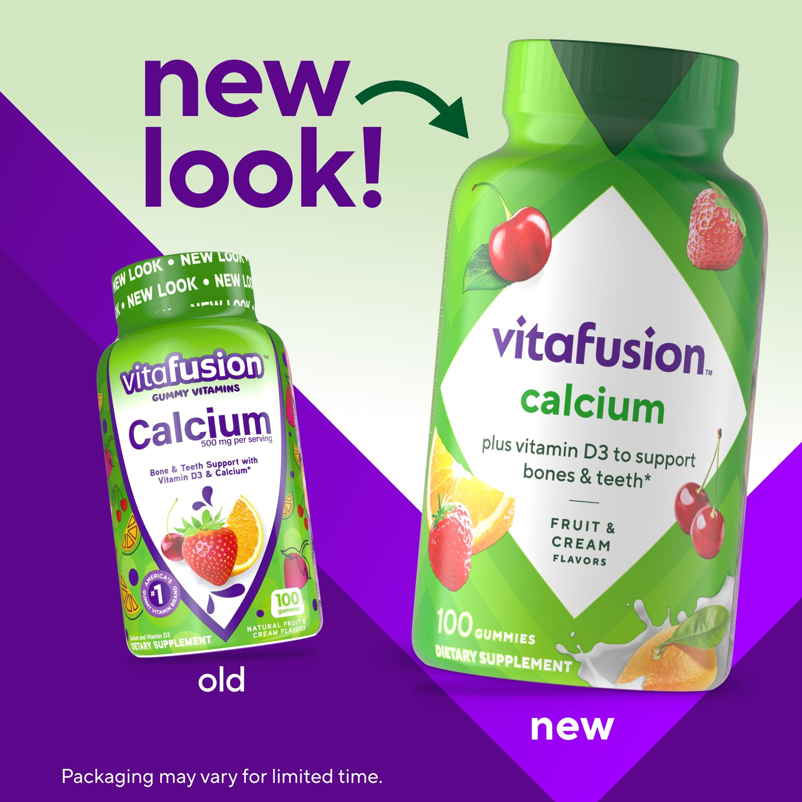 Vitafusion Calcium Gummy Vitamin, 100 Gummies -  for Bone and Teeth Support, Fruit & Cream Flavor 3