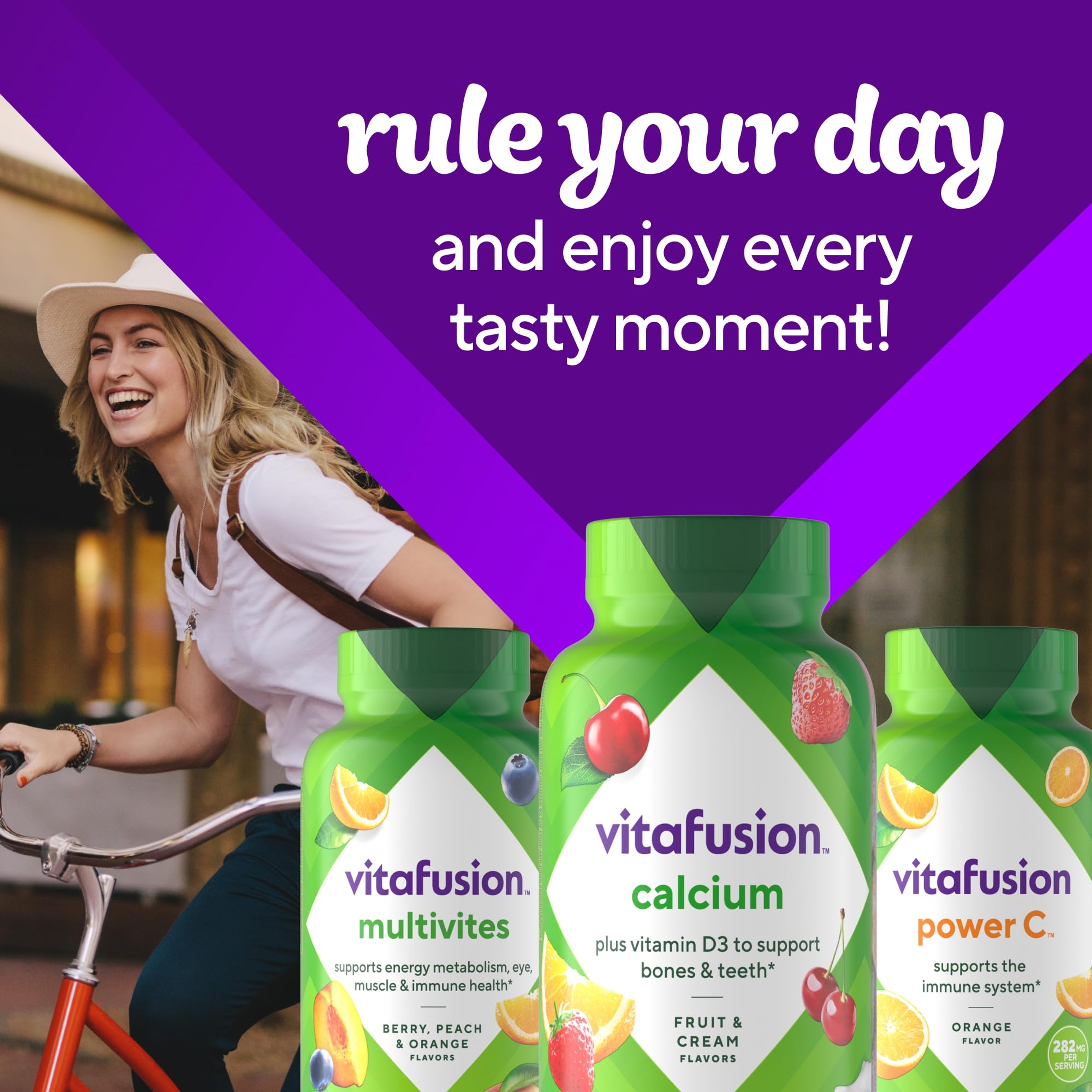 Vitafusion Calcium Gummy Vitamin, 100 Gummies -  for Bone and Teeth Support, Fruit & Cream Flavor 10
