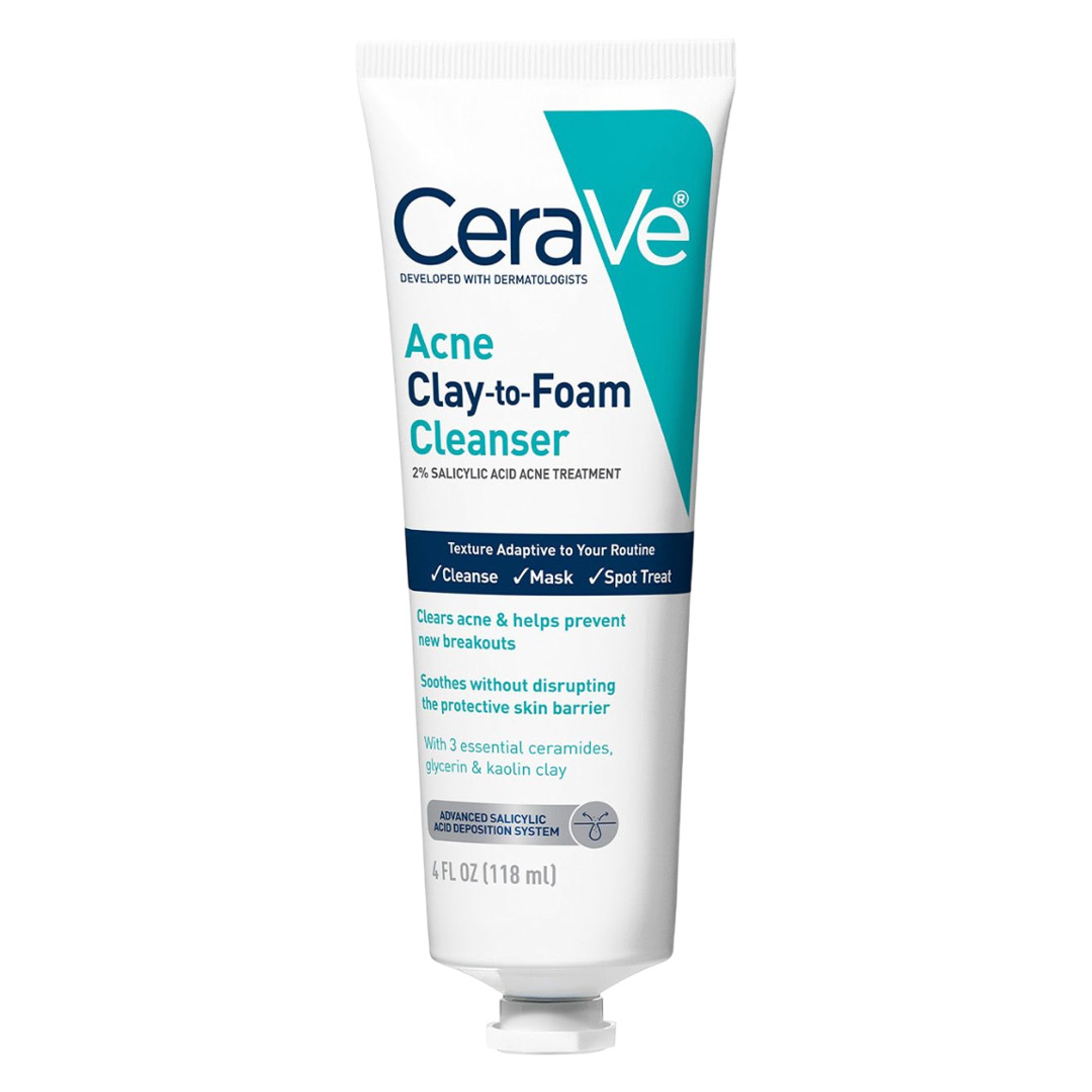 CeraVe Acne Clay To Foam Cleanser 4 fl.oz - Helps Clears Acne & Prevent New Breakouts 1