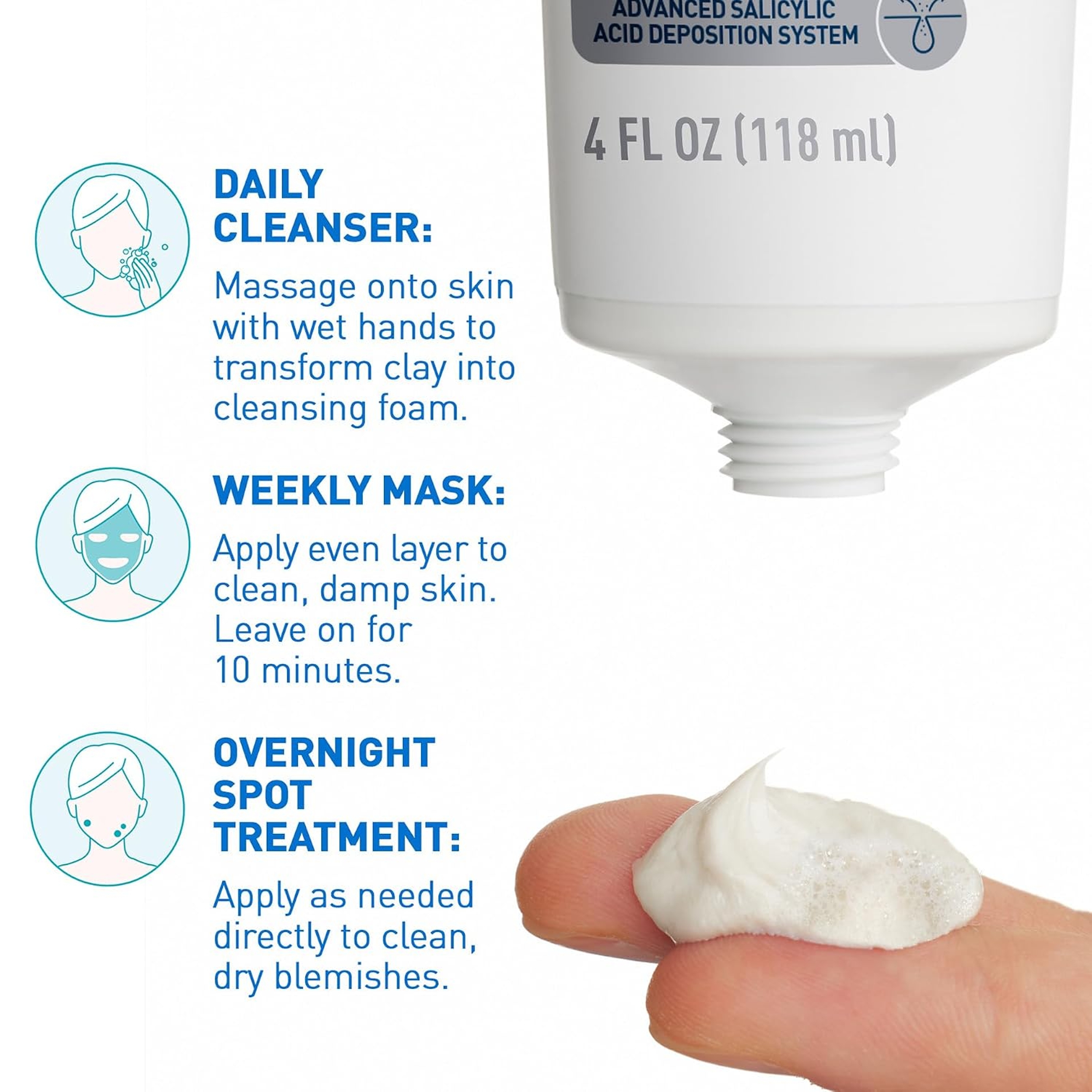 CeraVe Acne Clay To Foam Cleanser 4 fl.oz - Helps Clears Acne & Prevent New Breakouts 6
