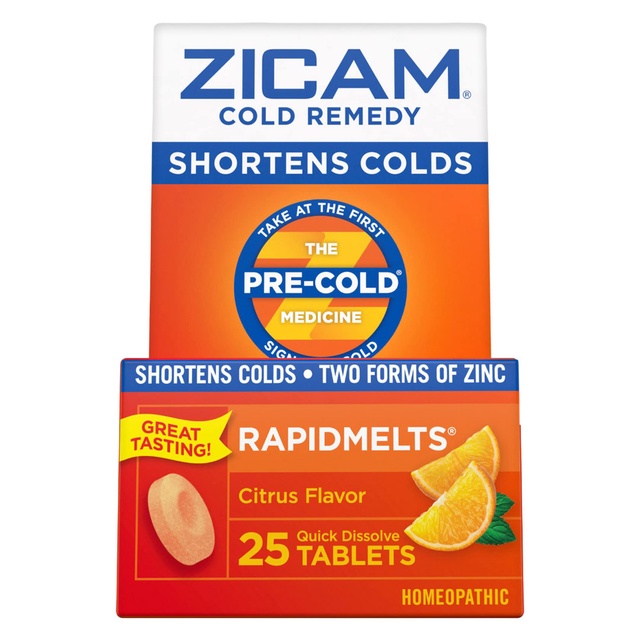 Zicam Cold Remedy RapidMelts, Citrus, 25 Count - Shortens Cold Duration, Helps Relieve Stuffy Nose