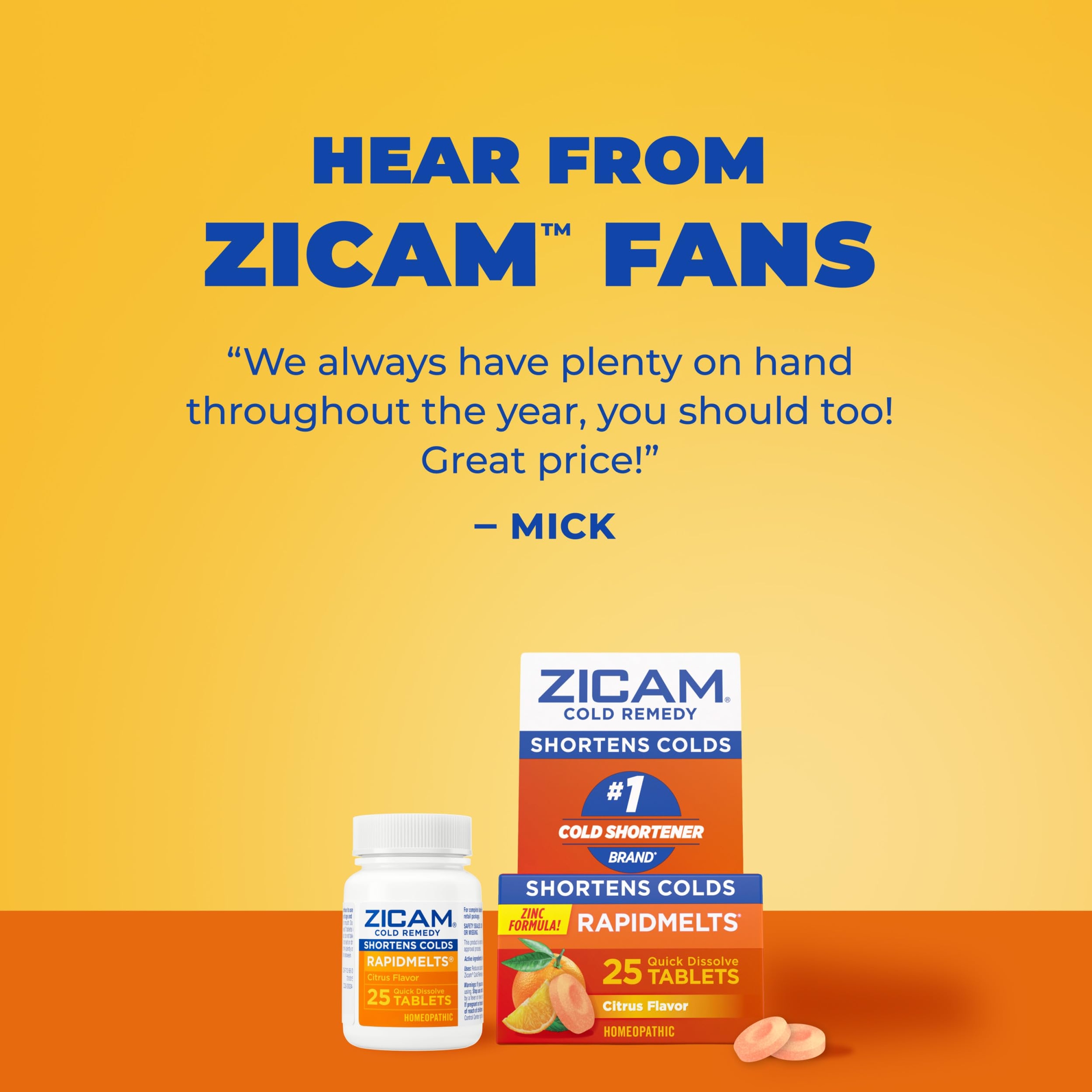 Zicam Cold Remedy RapidMelts, Citrus, 25 Count - Shortens Cold Duration, Helps Relieve Stuffy Nose 8