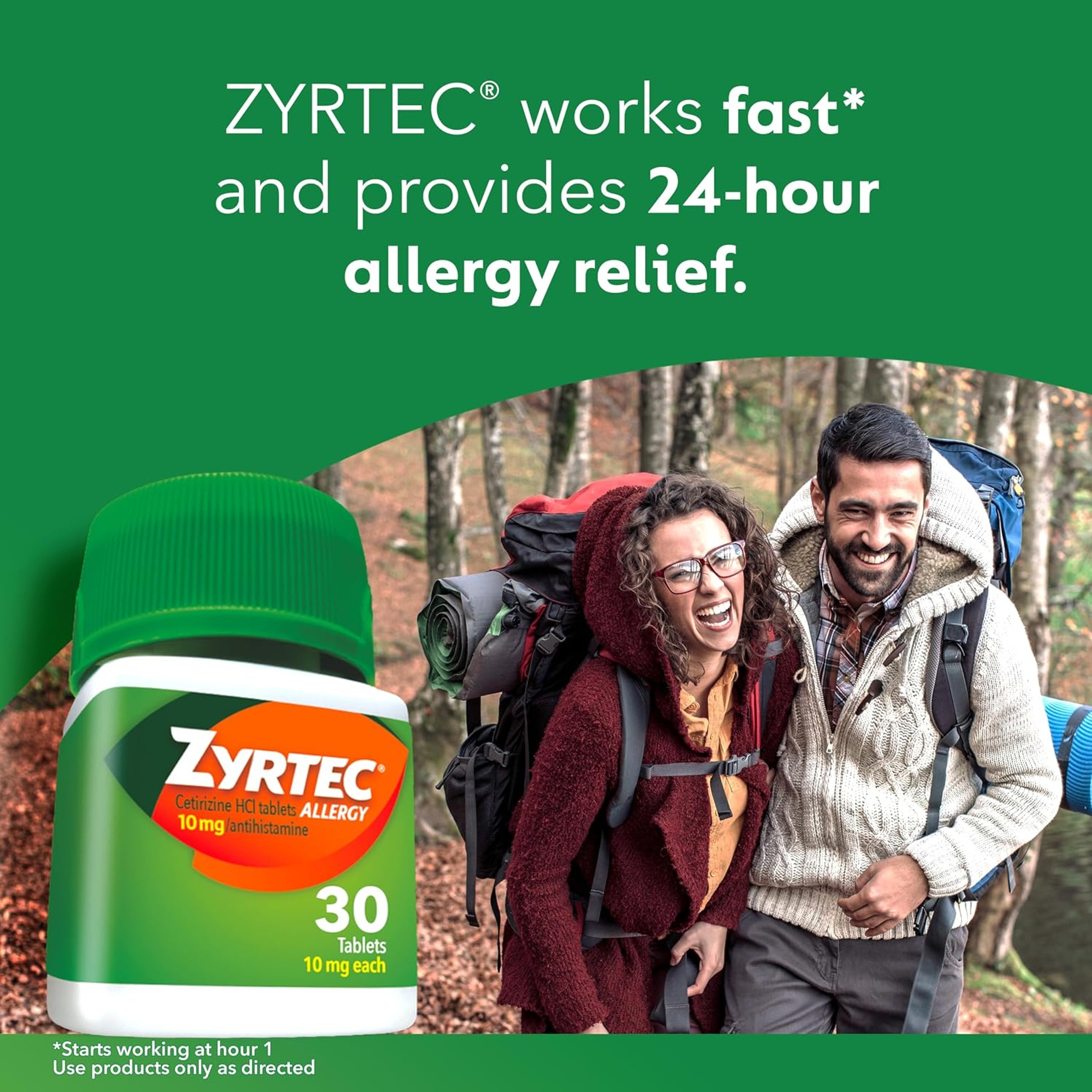 Zyrtec Allergy Medicine, 24-Hour Allergy Relief, Cetirizine Tablets for Symptoms Like Sneezing, Runny Nose, Itchy, Watery Eyes, Bundle Pack 30-Count Plus 3x1-Count Packs 3