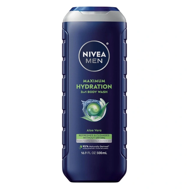 Nivea Men Maximum Hydration 3-in-1 Body Wash 16.9 fl.oz - Aloe Vera Enriched for Dry Skin