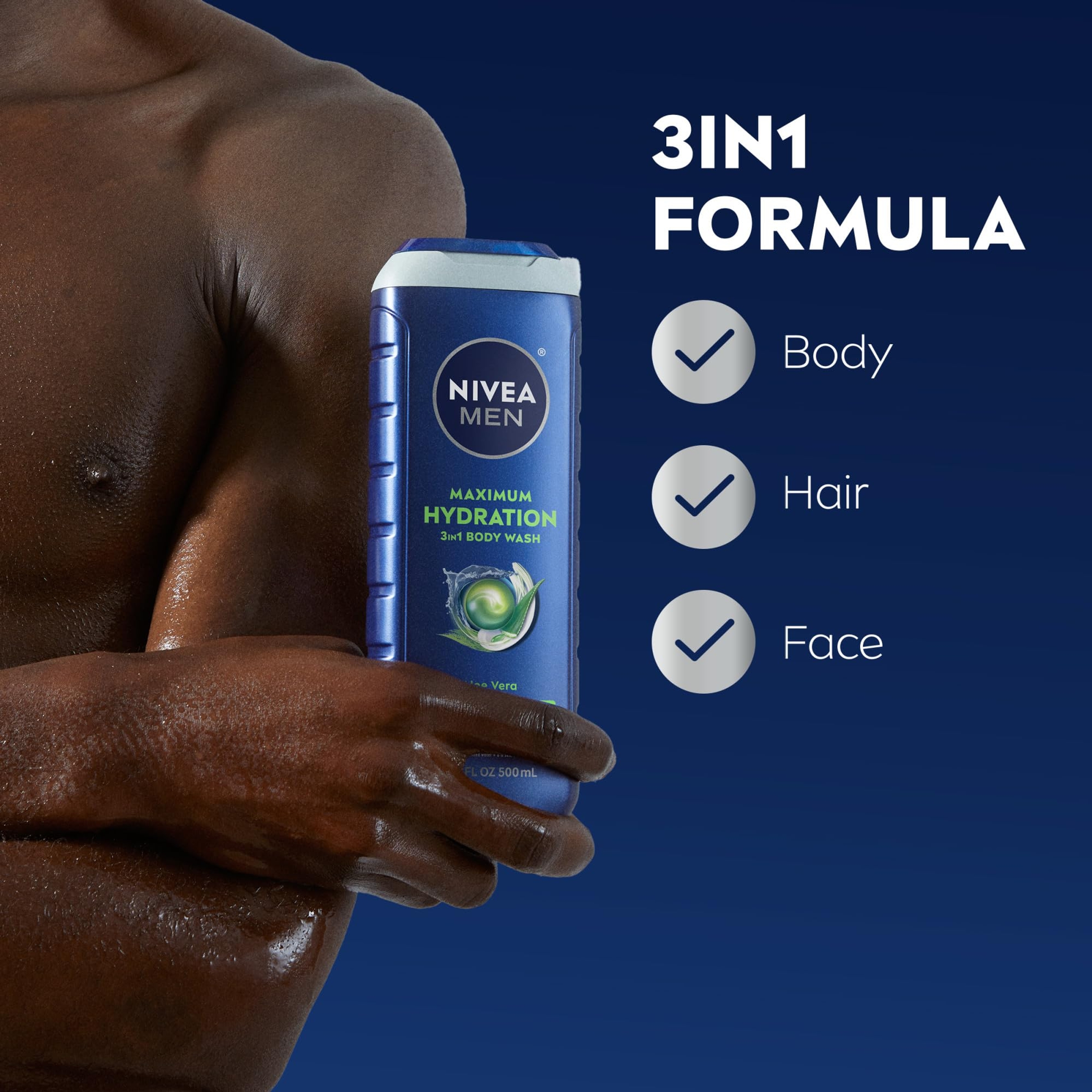Nivea Men Maximum Hydration 3-in-1 Body Wash 16.9 fl.oz - Aloe Vera Enriched for Dry Skin 4