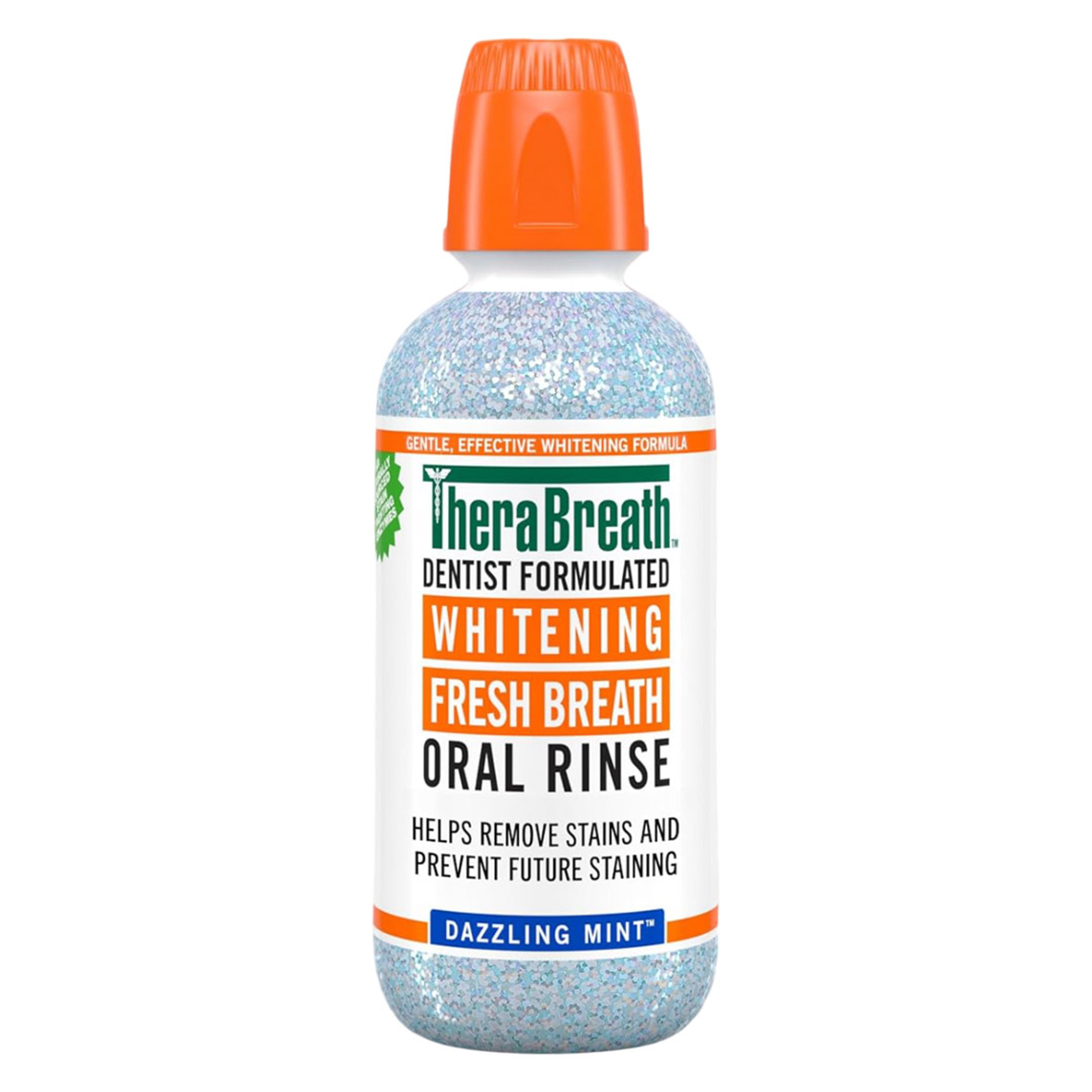 TheraBreath Whitening Fresh Breath Oral Rinse, Dazzling Mint, 16 fl.oz - Alcohol-Free Mouthwash Helps Remove & Prevent Stains 1