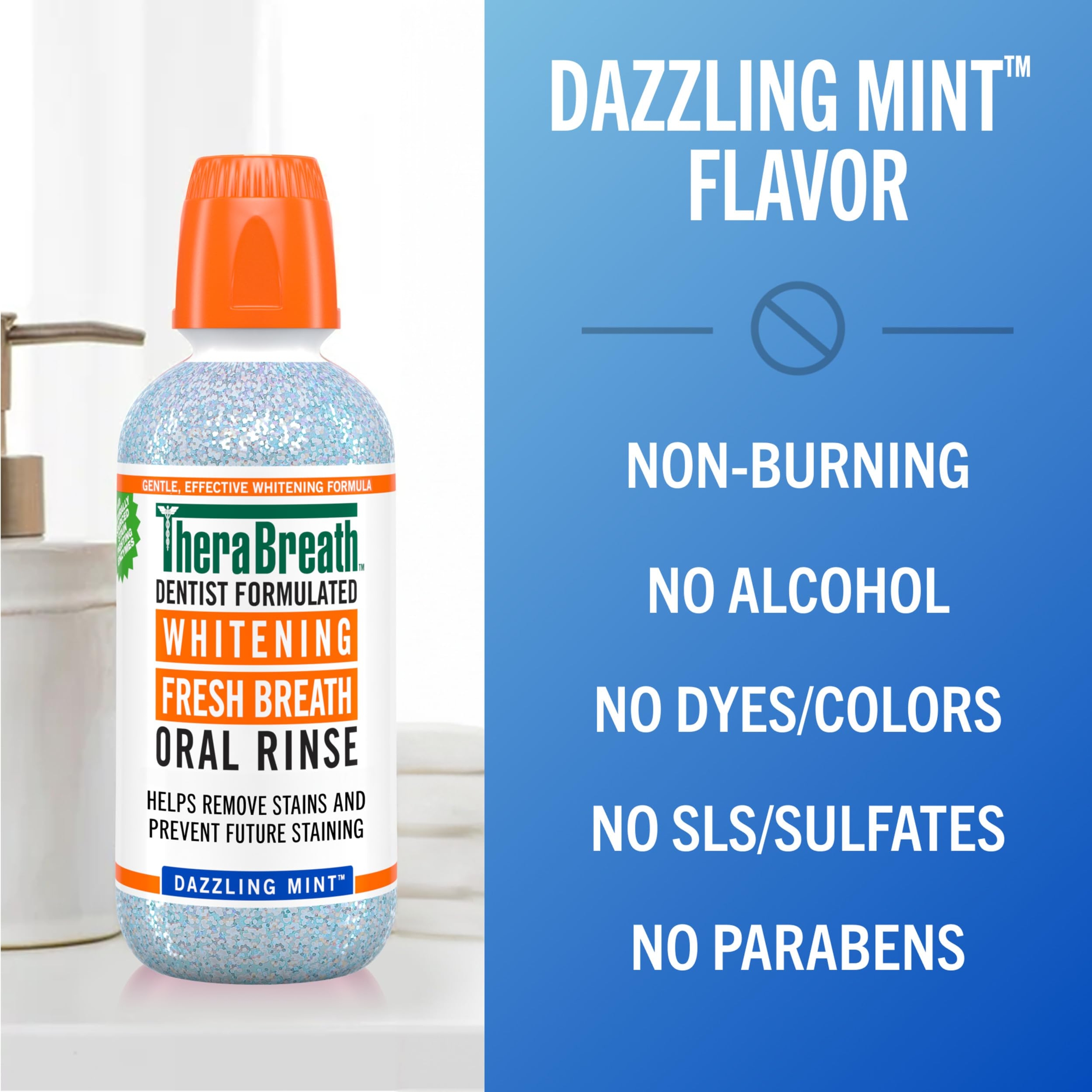TheraBreath Whitening Fresh Breath Oral Rinse, Dazzling Mint, 16 fl.oz - Alcohol-Free Mouthwash Helps Remove & Prevent Stains 6