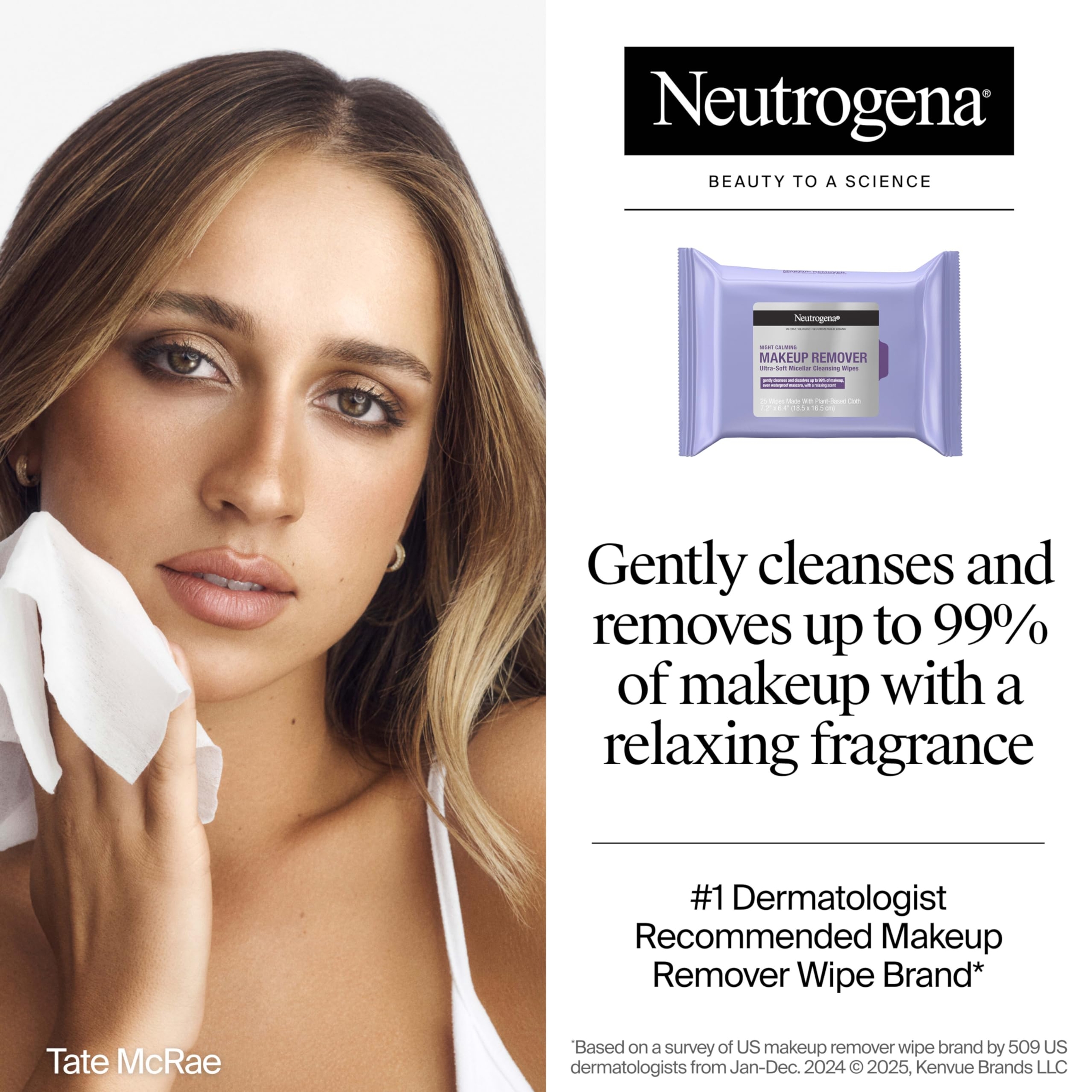 Neutrogena Night Calming Makeup Remover Ultra-Soft Micellar Wipes 25 Count - Facial Cleansing Wipes with A Relaxing Scent 2