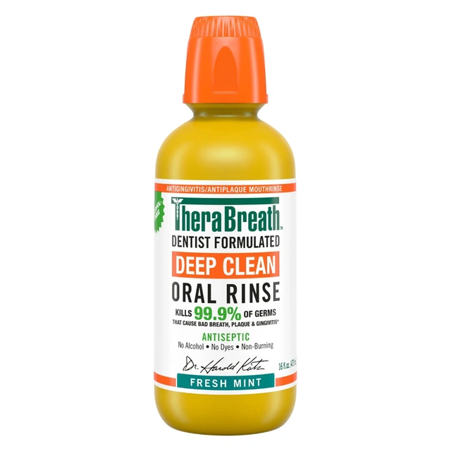 TheraBreath Deep Clean Oral Rinse, Fresh Mint, 16 fl.oz - Alcohol-Free Antiseptic Mouthwash