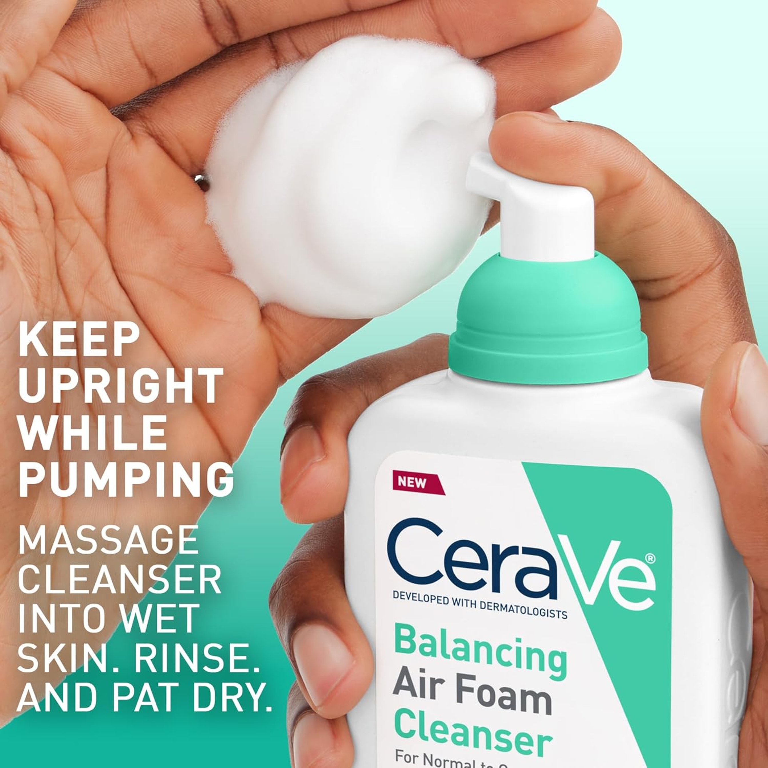 CeraVe Balancing Air Foam Face Wash, Foaming Facial Cleanser For Combination Skin, 8HR Oil Control + 24HR Hydration, Fragrance-Free & Non-Comedogenic, With Glycolysine™ & 3 Essential Ceramides, 8oz 8