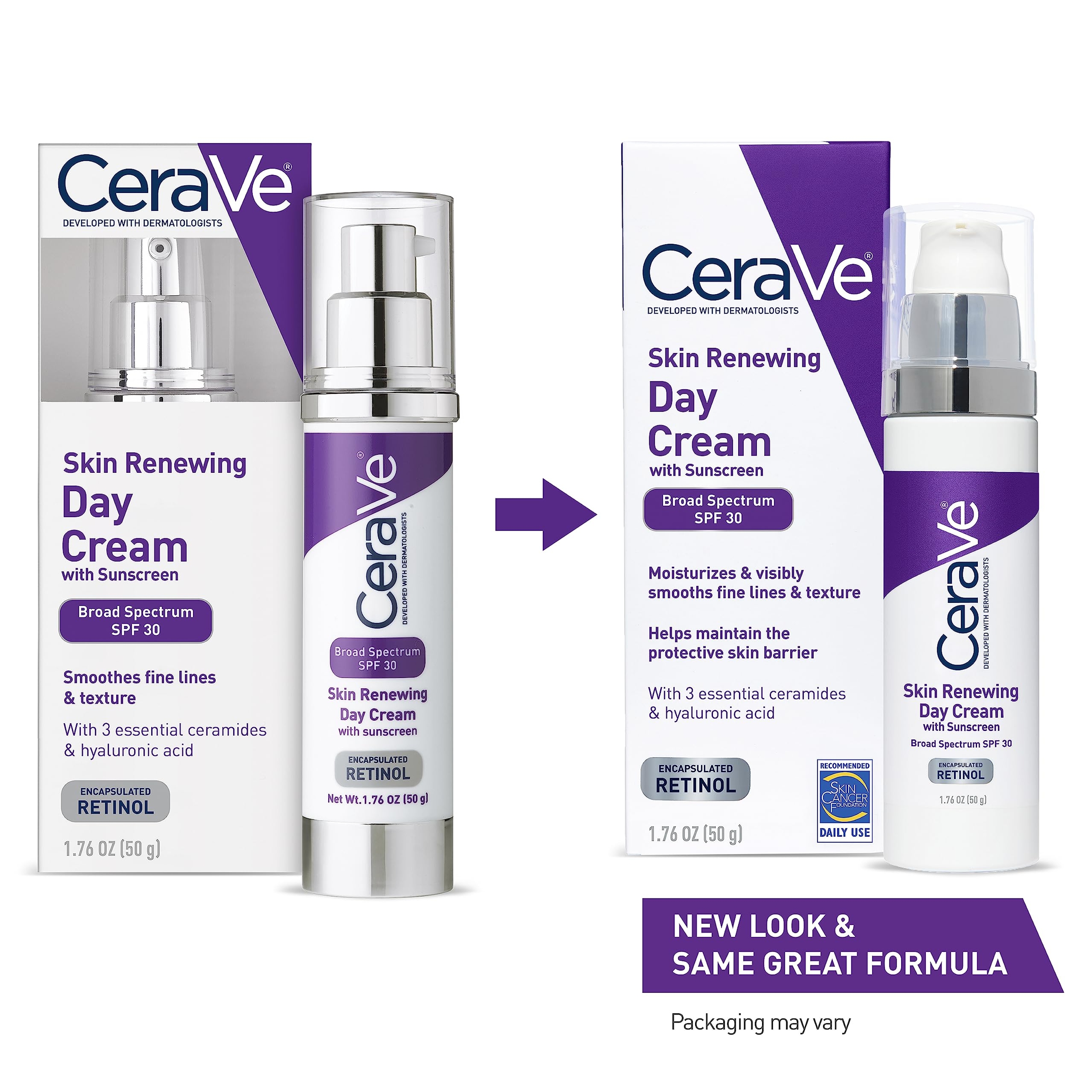 CeraVe Skin Renewing Day Cream 1.76 oz - Anti-Aging Retinol Face Moisturizer with SPF30 & Hyaluronic Acid 2