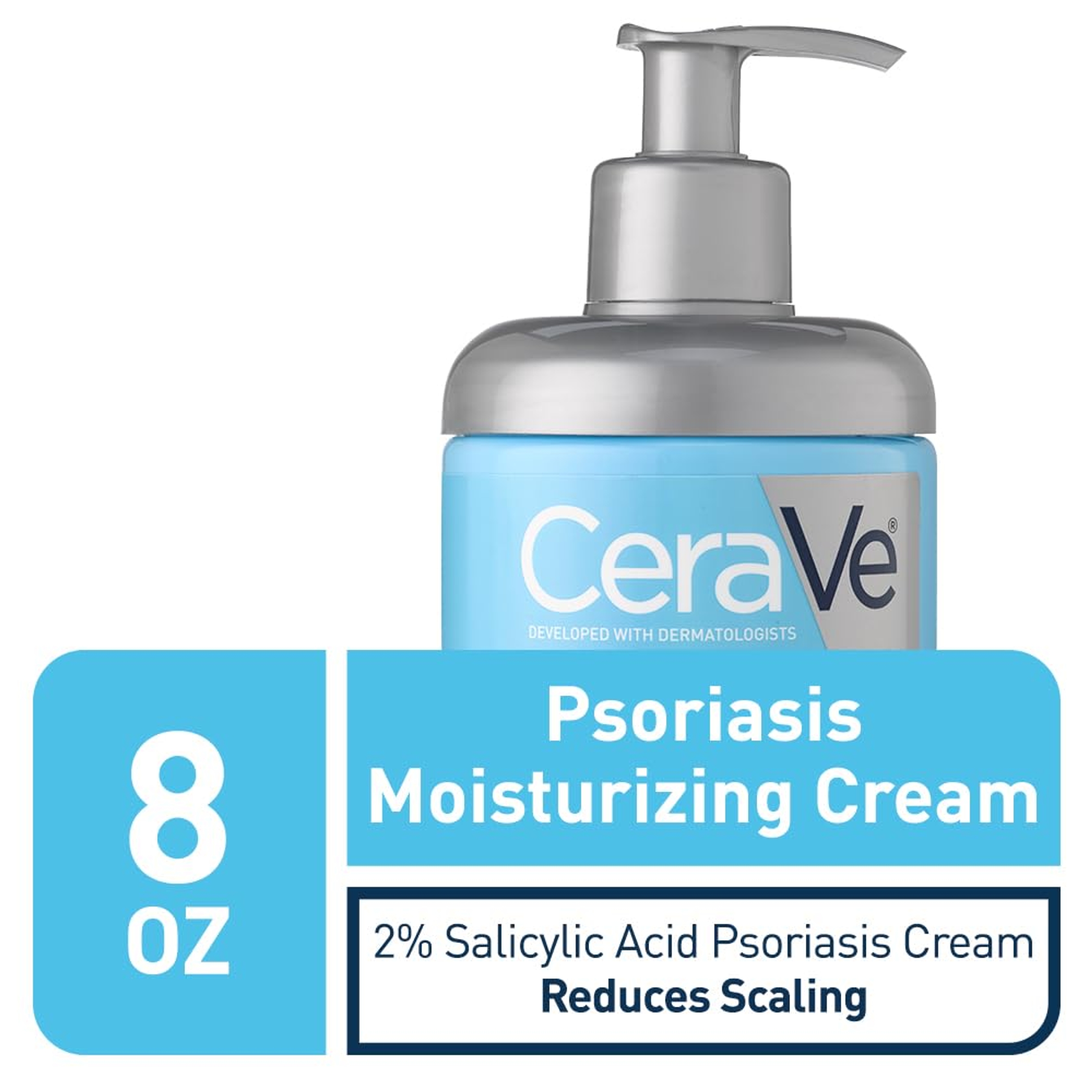 CeraVe Psoriasis Moisturizing Cream 8 oz - Relieves, Moisturizes & Exfoliates Dry Skin, Itchy & Rough Skin with Salicylic Acid 2
