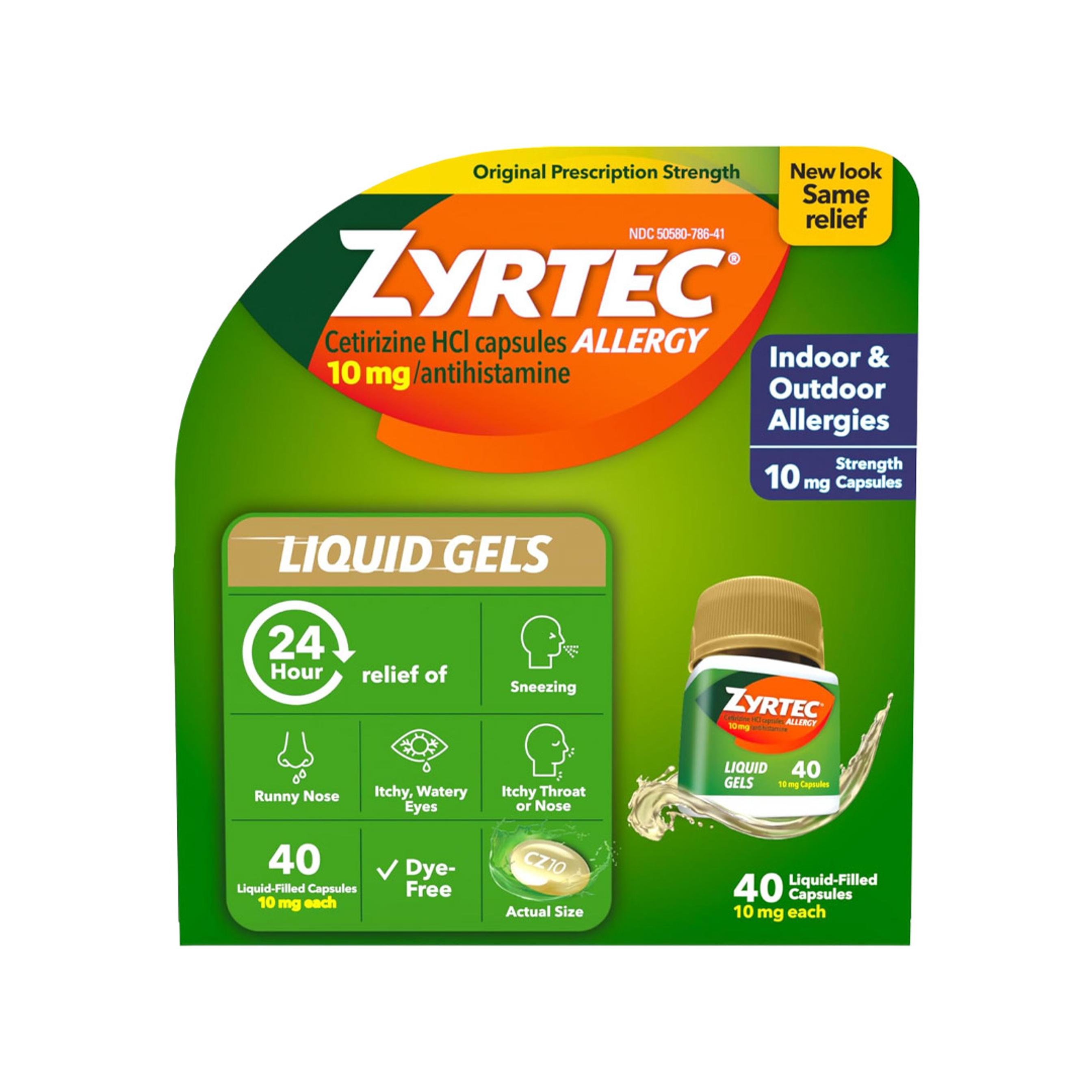 Zyrtec 24 Hour Allergy Liquid Gels, 10mg Cetirizine HCl, 40 Count - Indoor & Outdoor Allergy Medicine 1