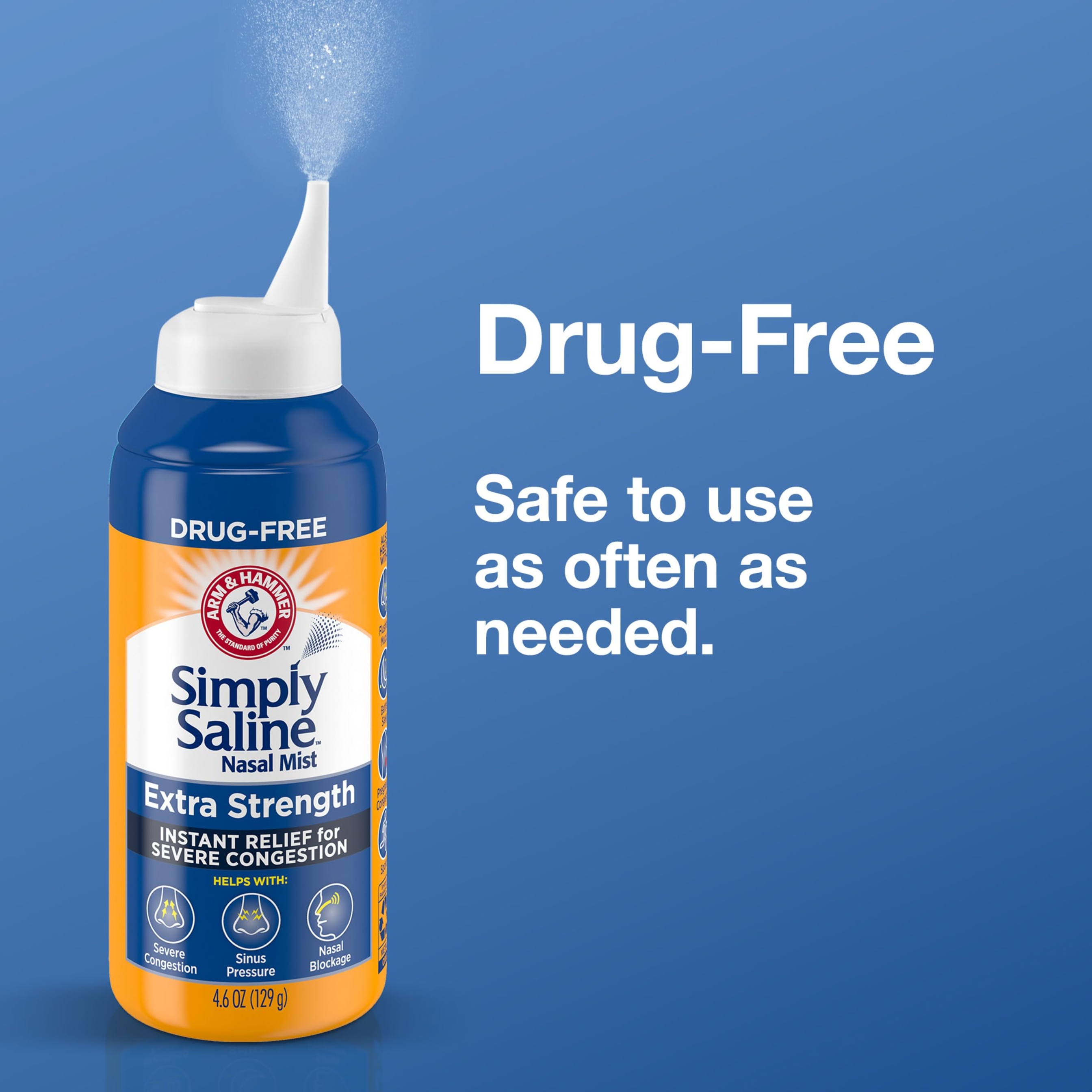 Arm & Hammer Simply Saline Extra Strength Nasal Mist 4.6 oz - Instant Relief for Severe Congestion 4