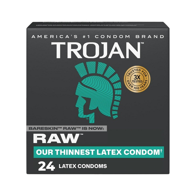Trojan Raw Condoms 24 Count - America’s Thinnest Premium Lubricated Latex Condoms