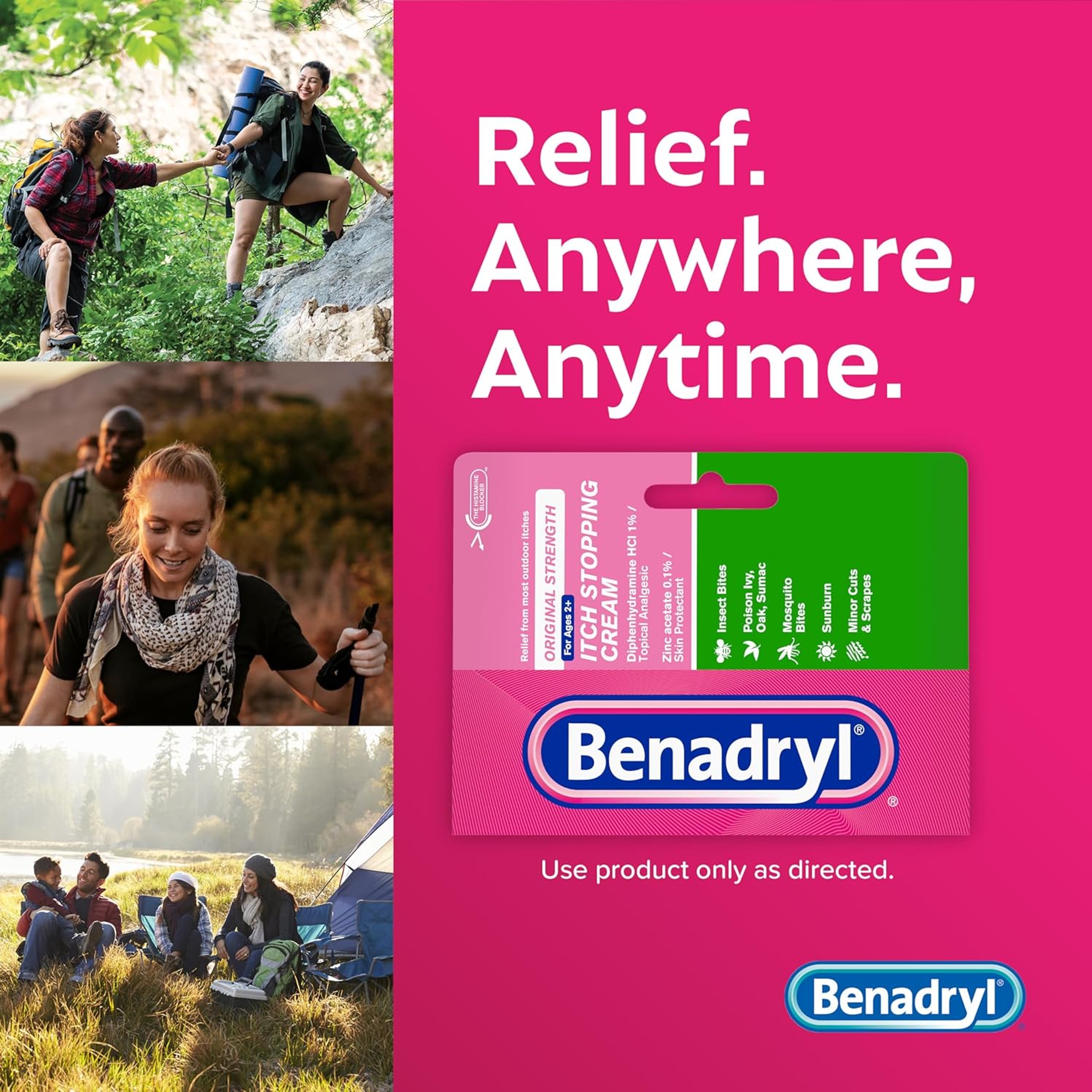 Benadryl Original Strength Itch Stopping Cream 1 oz - Topical Analgesic for Skin Relief 5