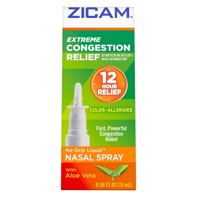 Zicam Extreme Congestion Relief Nasal Spray 0.5 fl.oz - with Aloe Vera, 12H Cold & Allergy Relief