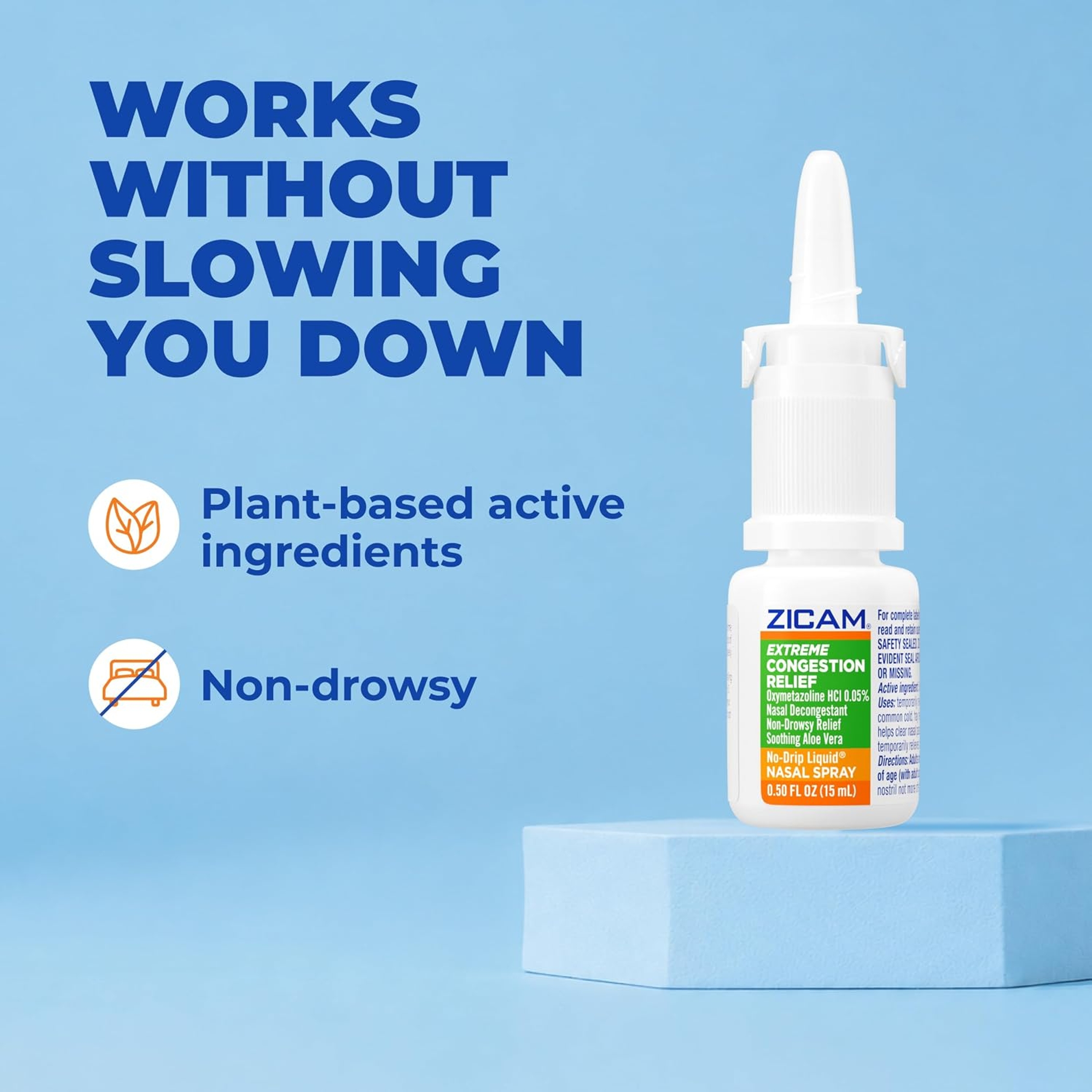 Zicam Extreme Congestion Relief Nasal Spray 0.5 fl.oz - with Aloe Vera, 12H Cold & Allergy Relief 3