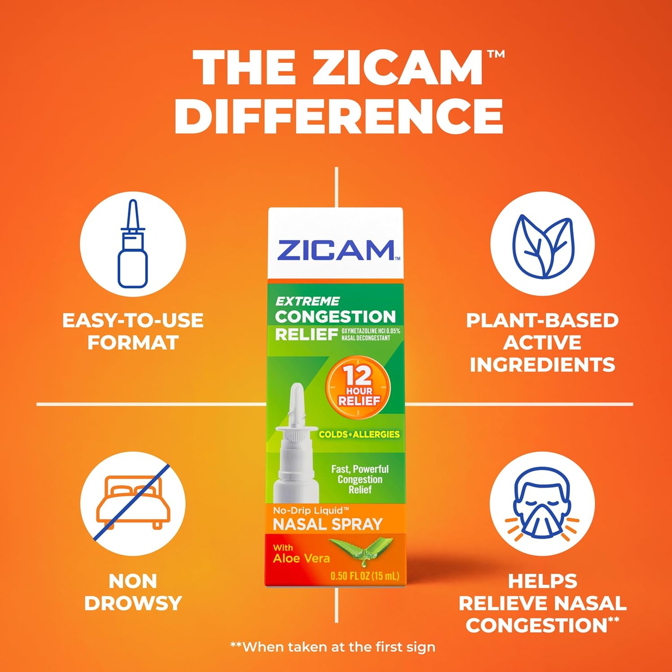 Zicam Extreme Congestion Relief Nasal Spray 0.5 fl.oz - with Aloe Vera, 12H Cold & Allergy Relief 2