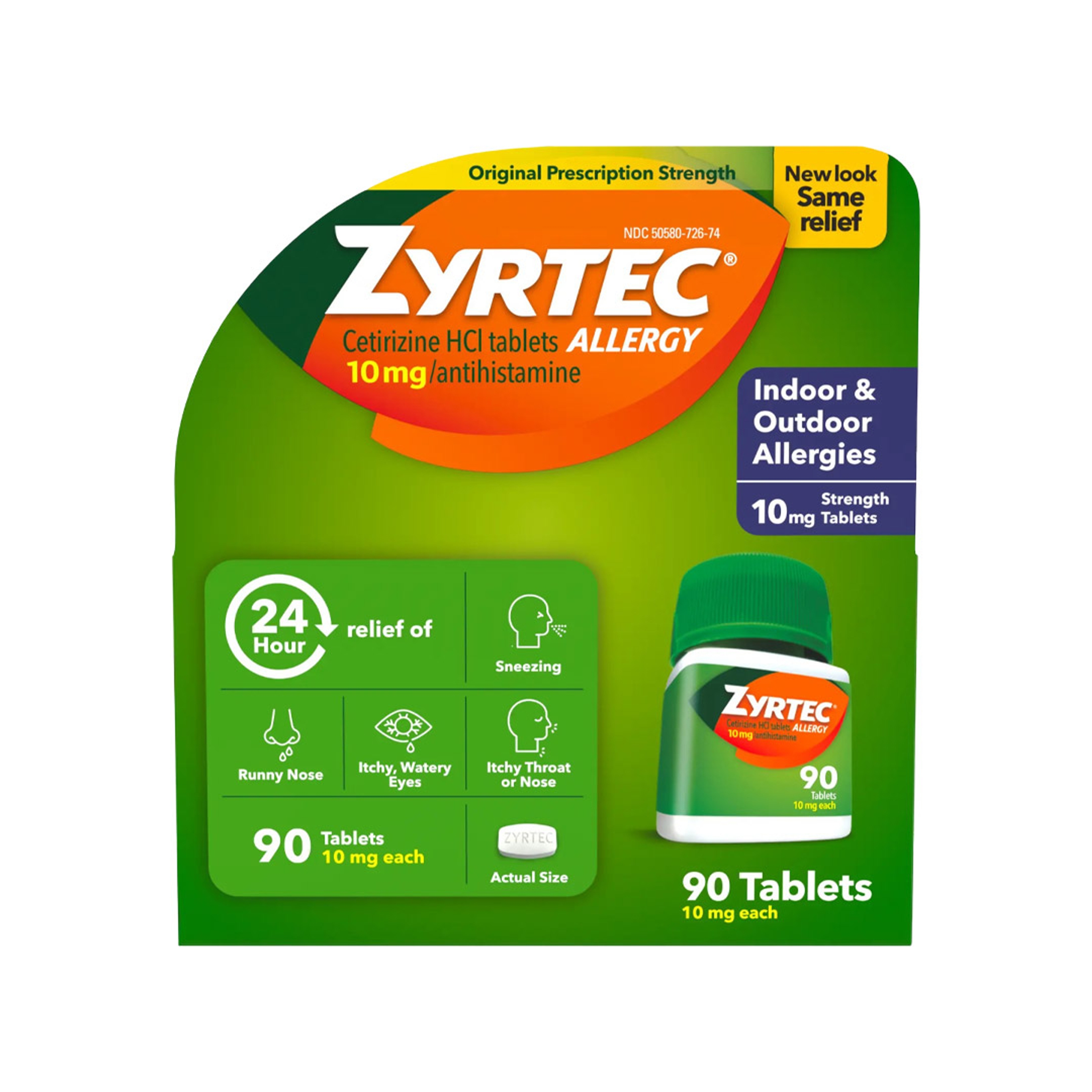 Zyrtec 24 Hour Allergy Relief Tablets - 10mg, 90 ct 1