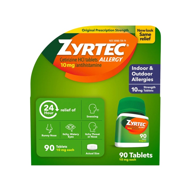 Zyrtec 24 Hour Allergy Relief Tablets - 10mg, 90 ct