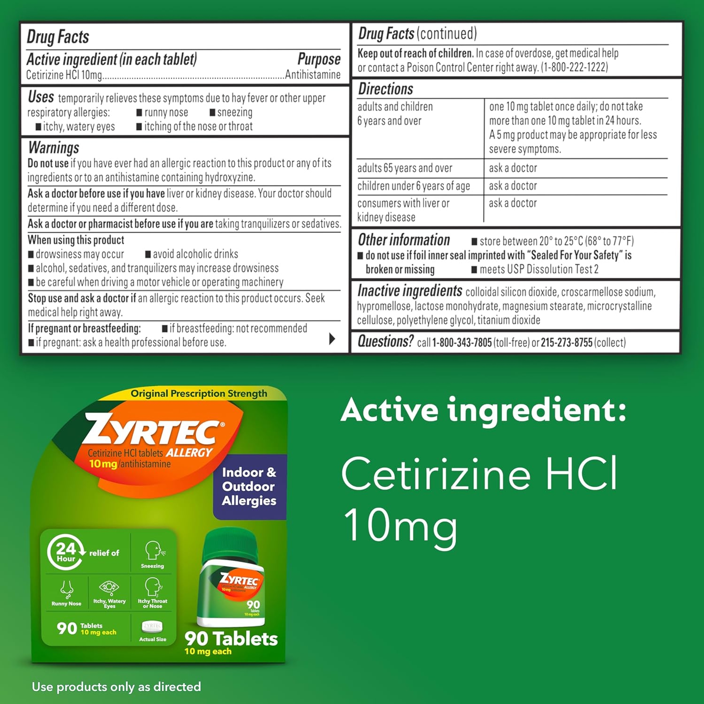 Zyrtec 24 Hour Allergy Relief Tablets - 10mg, 90 ct 8