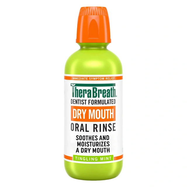 TheraBreath Dry Mouth Oral Rinse, Tingling Mint, 16 fl.oz - Alcohol-Free Mouthwash Helps Soothe & Moisturize