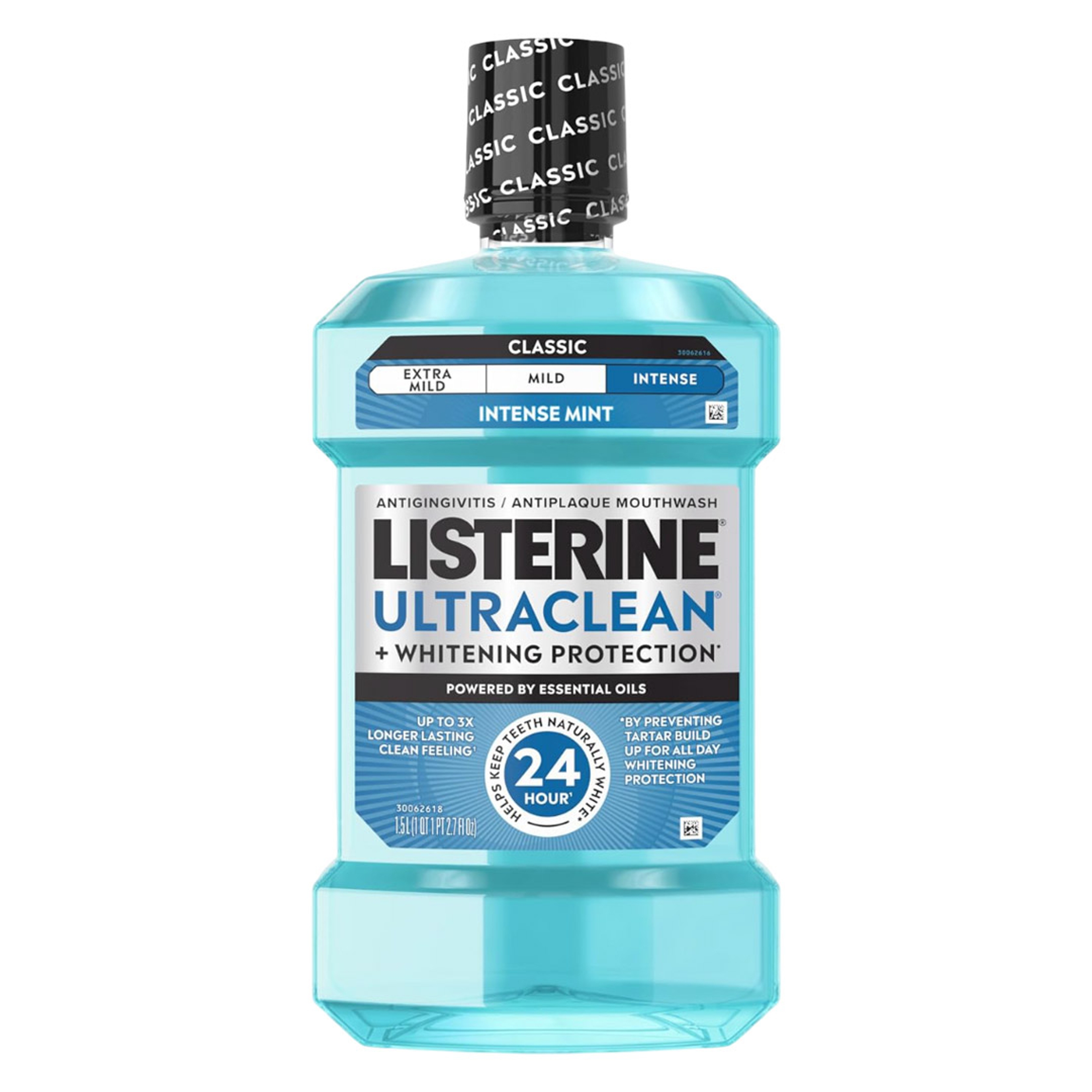 Listerine Ultraclean Intense Antiseptic Mouthwash + Whitening Protection 50.7 fl.oz - Tartar Control Oral Rinse, Intense Mint 1