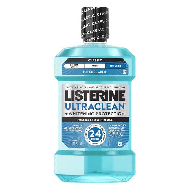 Listerine Ultraclean Intense Antiseptic Mouthwash + Whitening Protection 50.7 fl.oz - Tartar Control Oral Rinse, Intense Mint — Out of stock
