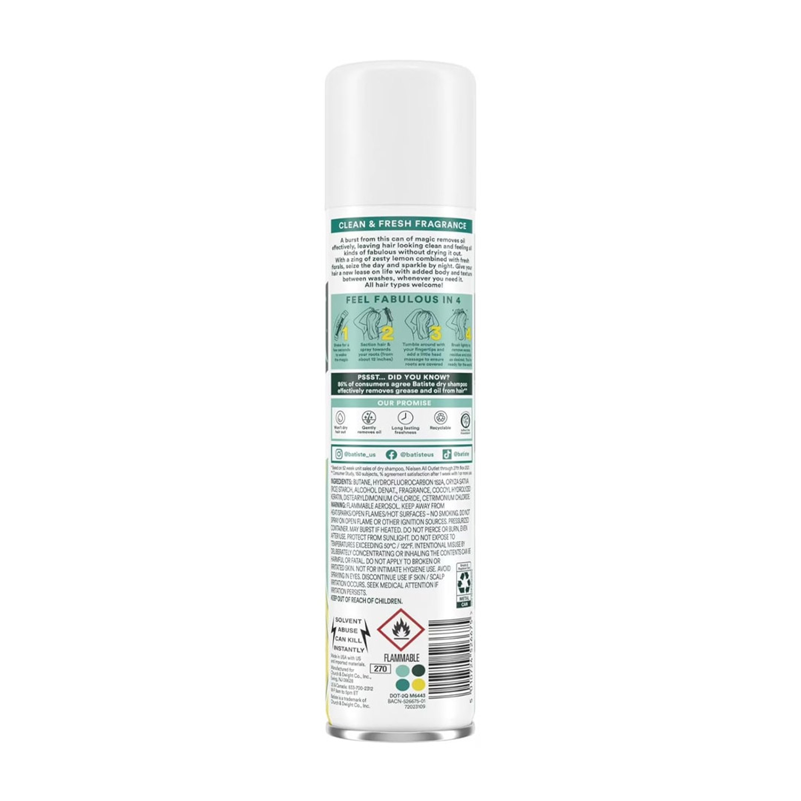 Batiste Dry Shampoo, Original, 3.81 oz - Absorbs Oil & Grease, Classic Clean Scent 8