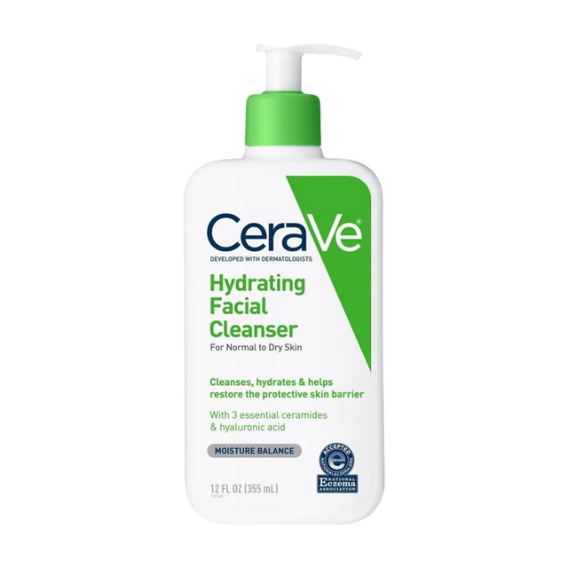 CeraVe Hydrating Facial Cleanser 12 fl.oz - Daily Face Wash Helps Hydrate Normal to Dry Skin